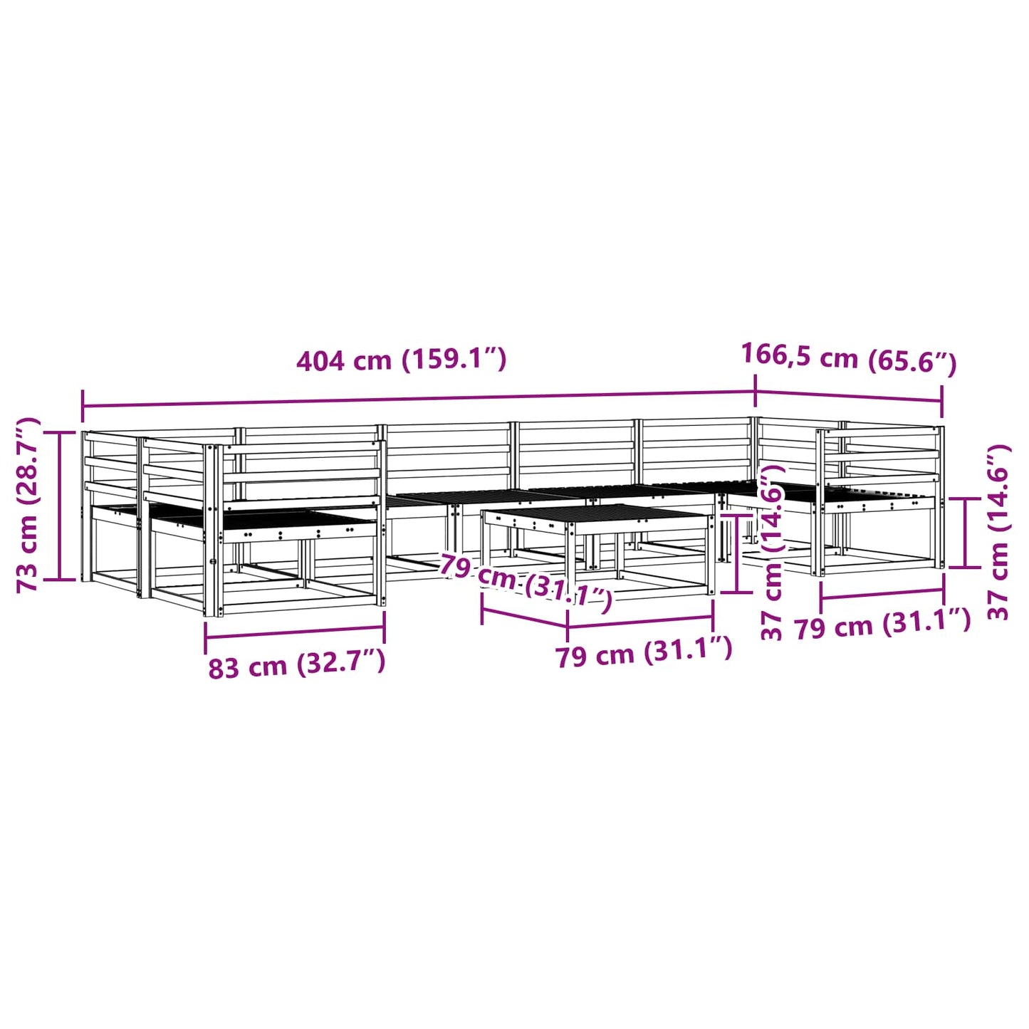 Utendørs sofa-sett 8 pcs Hvit