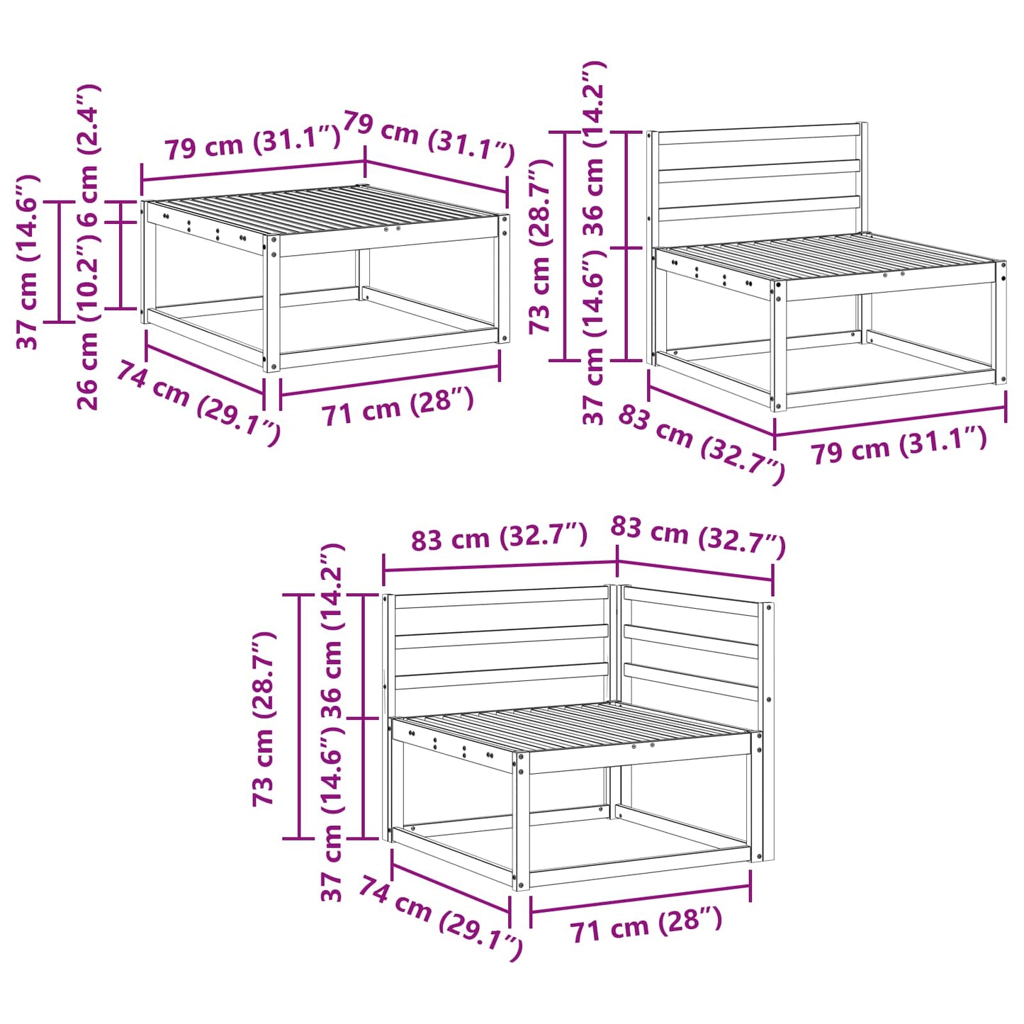 Utendørs sofa-sett 8 pcs Hvit