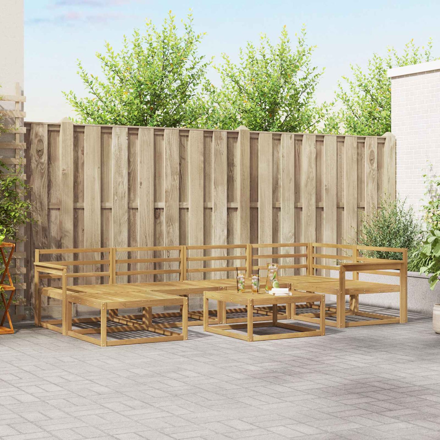 Utendørs sofa-sett 7 pcs Hvit Solid akasietre