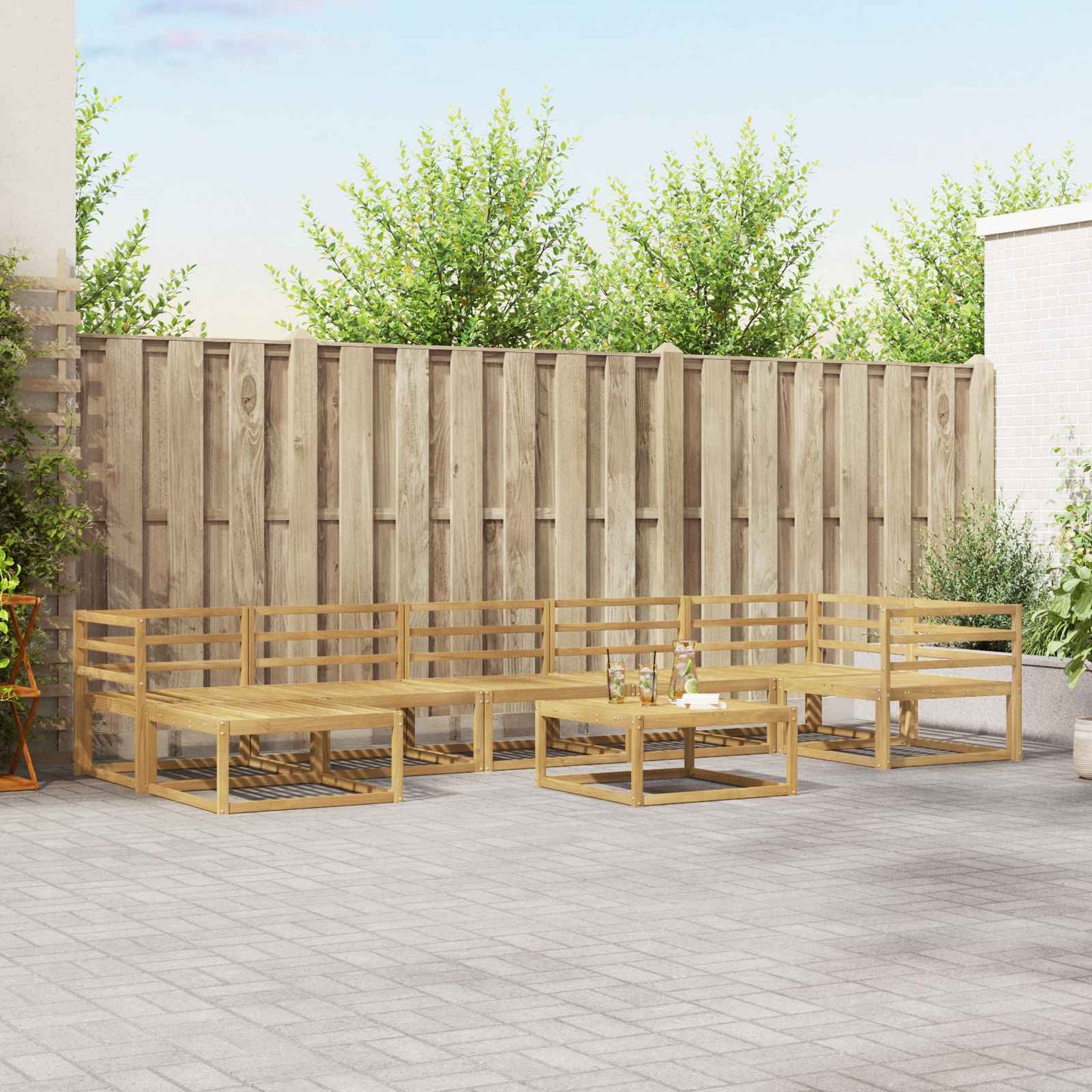 Utendørs sofa-sett 8 pcs Hvit Solid akasietre