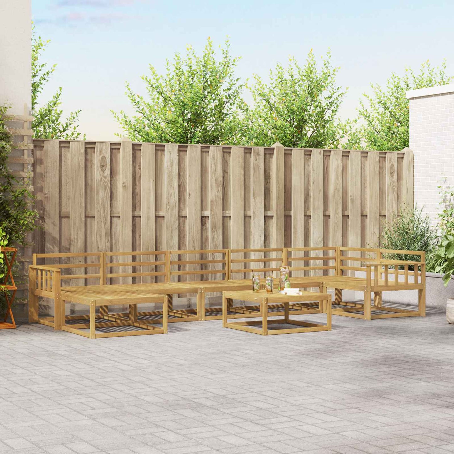 Utendørs sofa-sett 8 pcs Hvit Solid akasietre