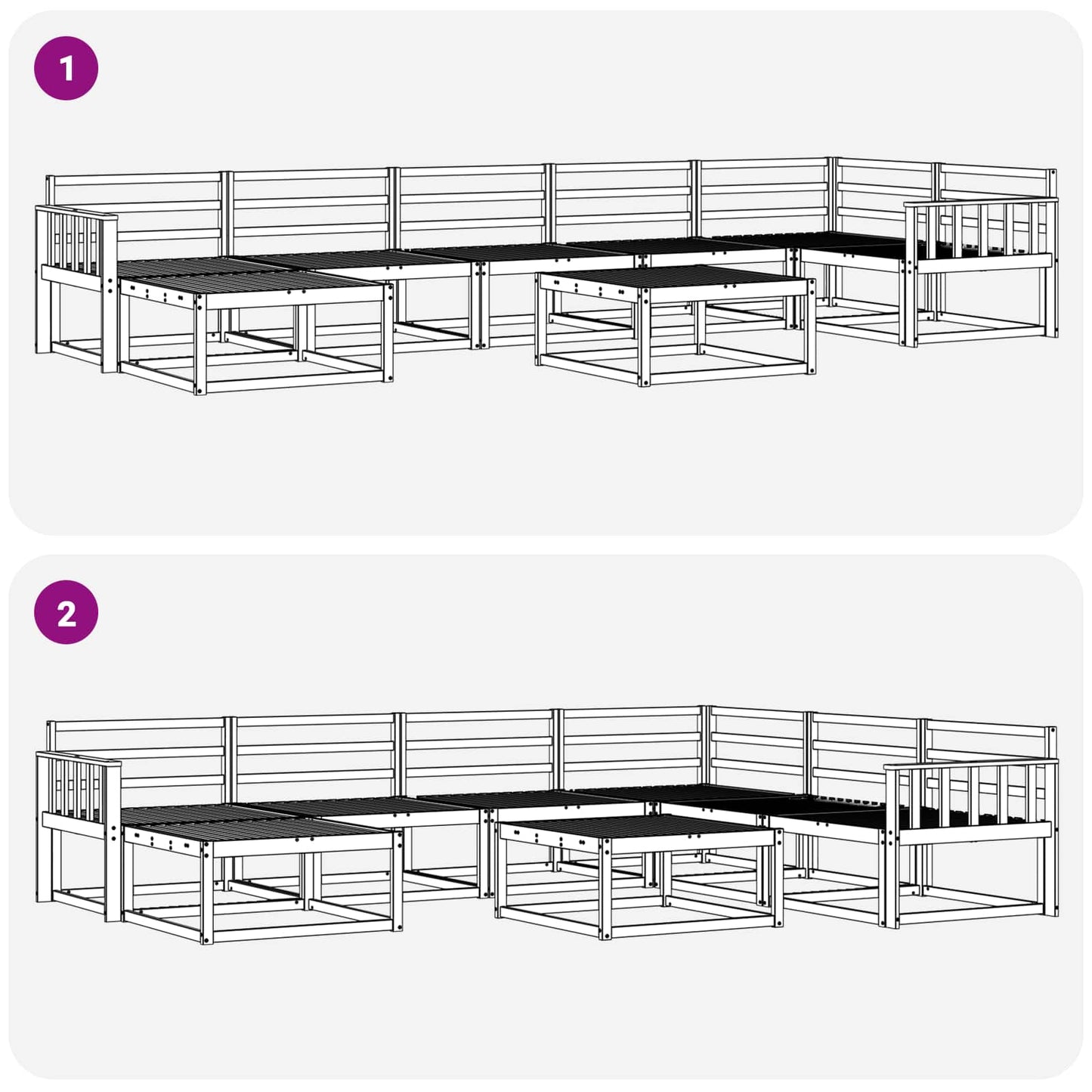 Utendørs sofa-sett 8 pcs Hvit Solid akasietre