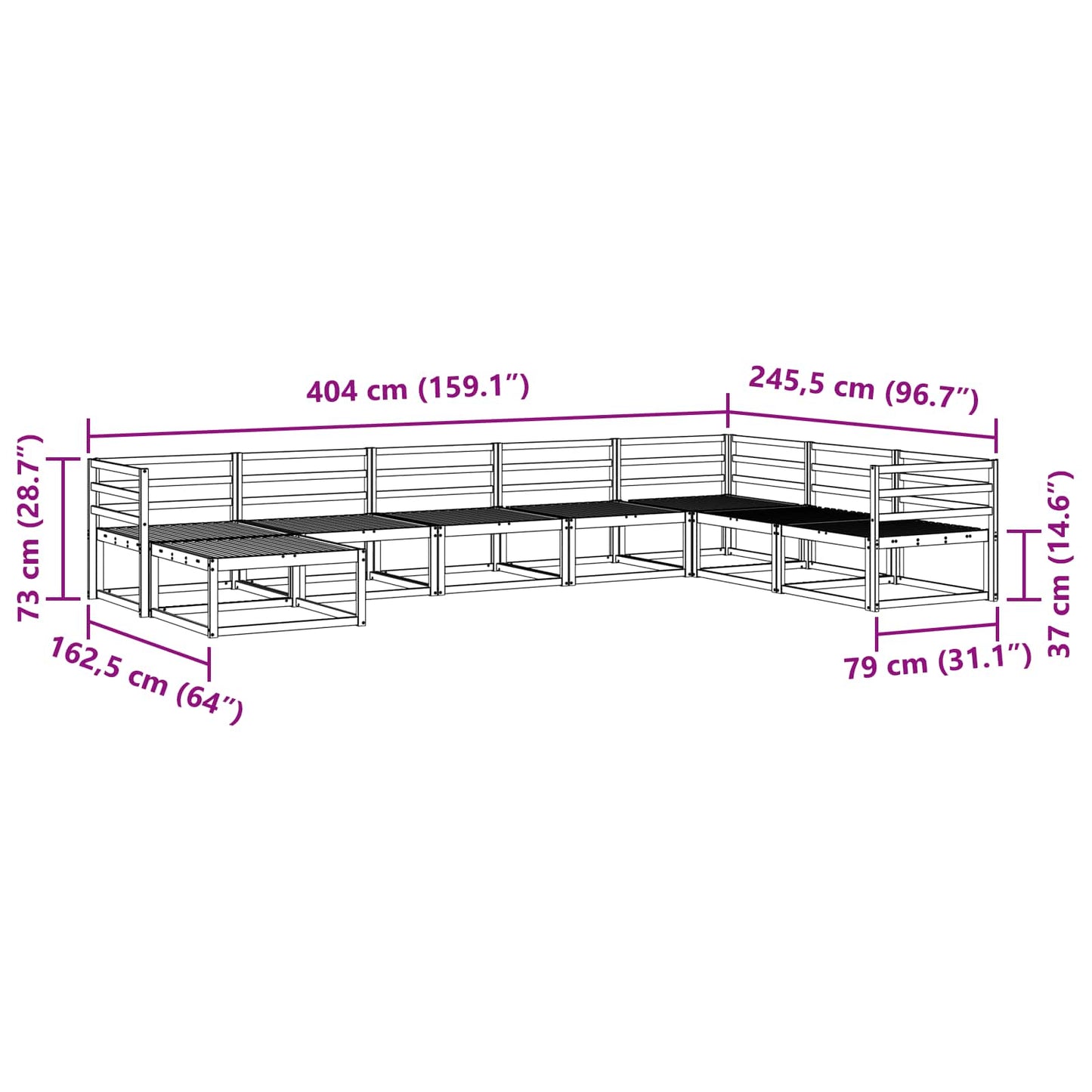 Utendørs sofa-sett 8 pcs Hvit Solid akasietre