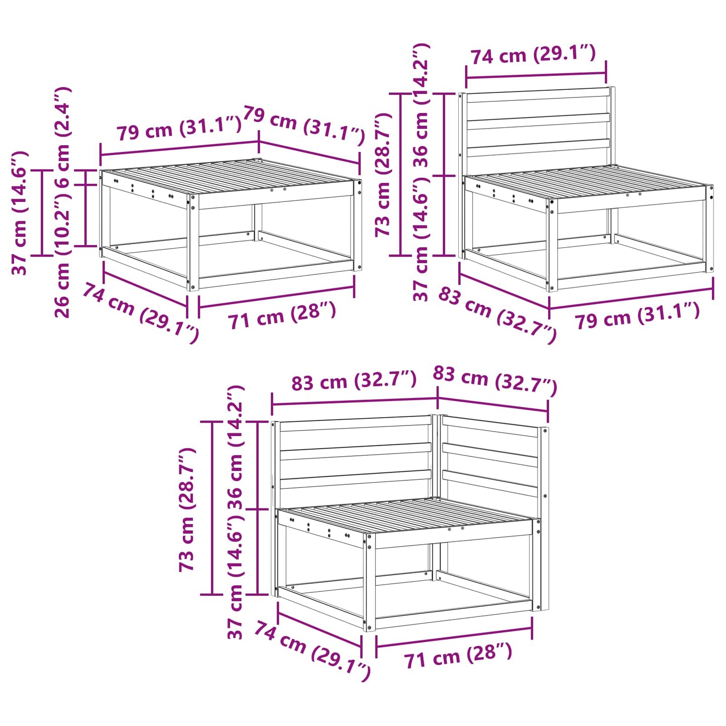 Utendørs sofa-sett 8 pcs Hvit Solid akasietre