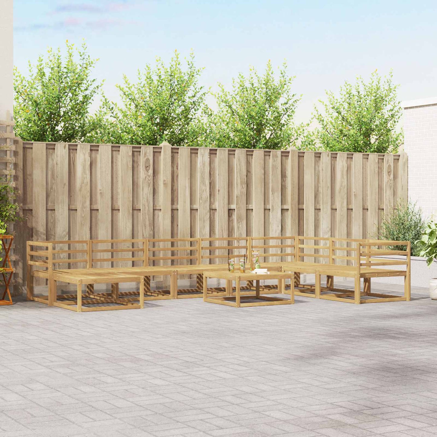 Utendørs sofa-sett 9 pcs Hvit Solid akasietre