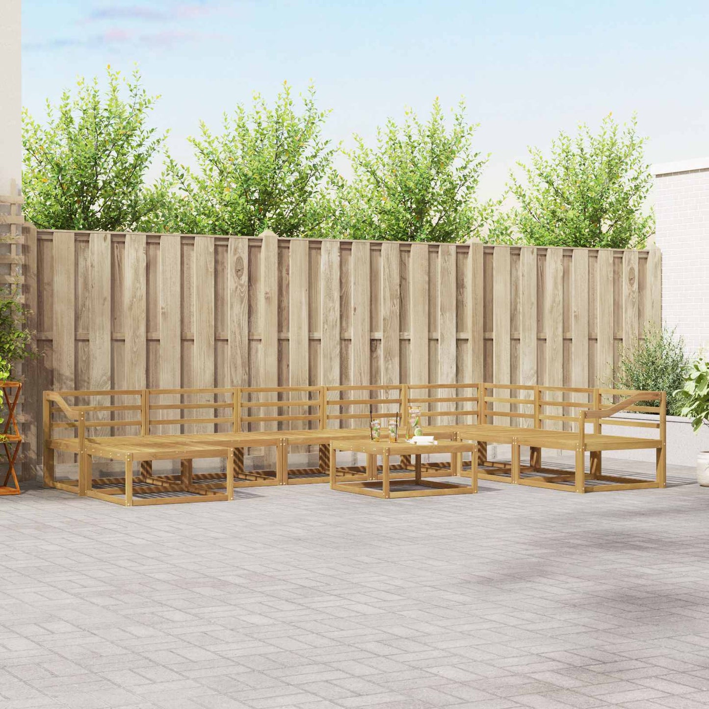 Utendørs sofa-sett 9 pcs Hvit Solid akasietre