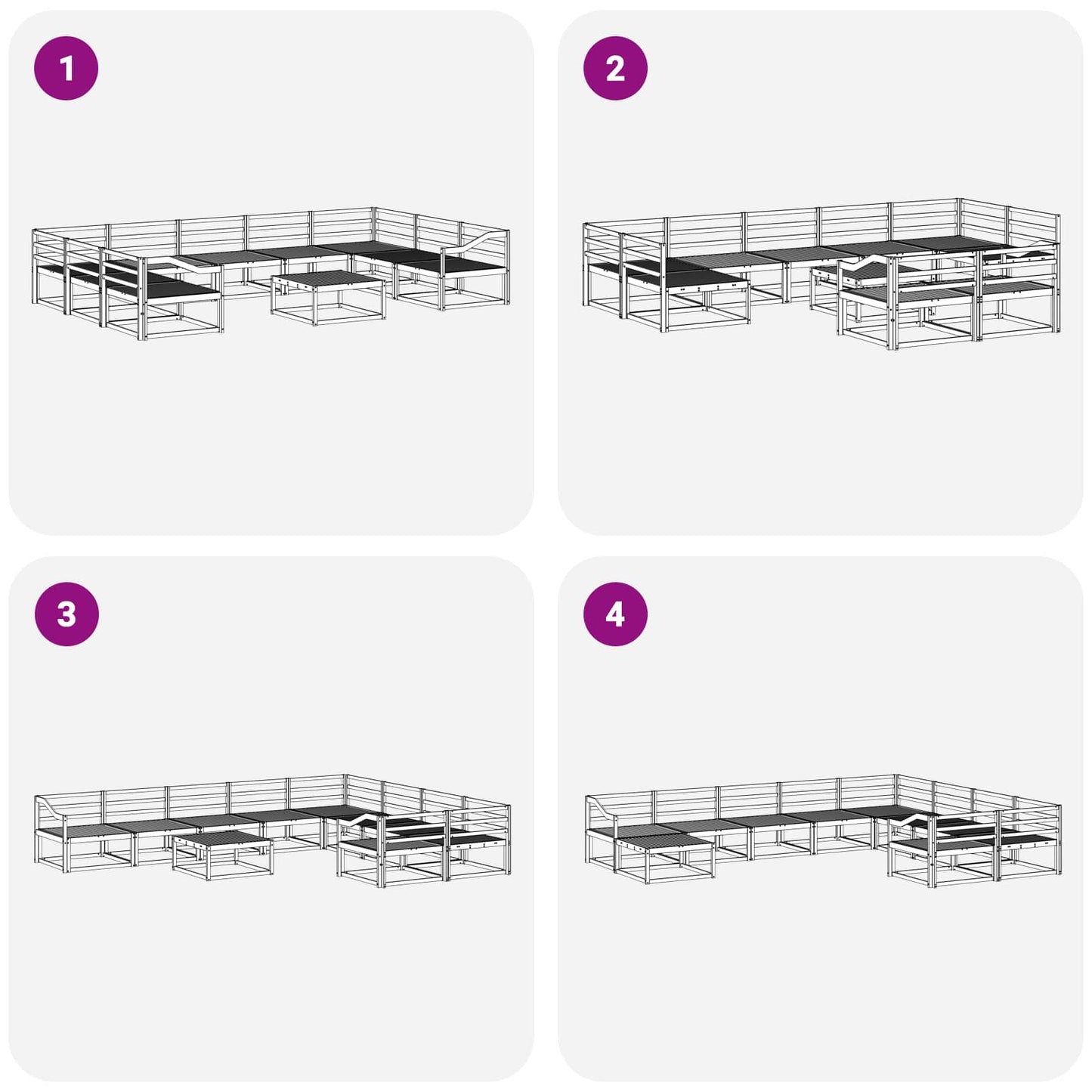 Utendørs sofa-sett 10 pcs Hvit Solid akasietre