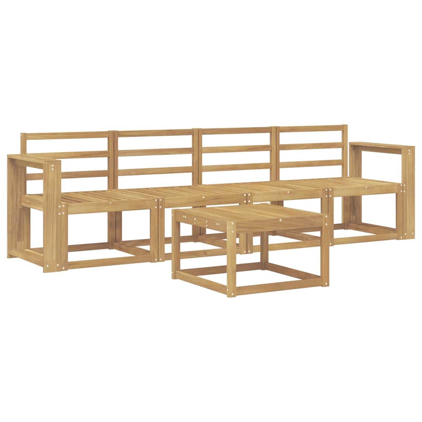 Utendørs sofa-sett 5 stk. Hvit Solid akasietre