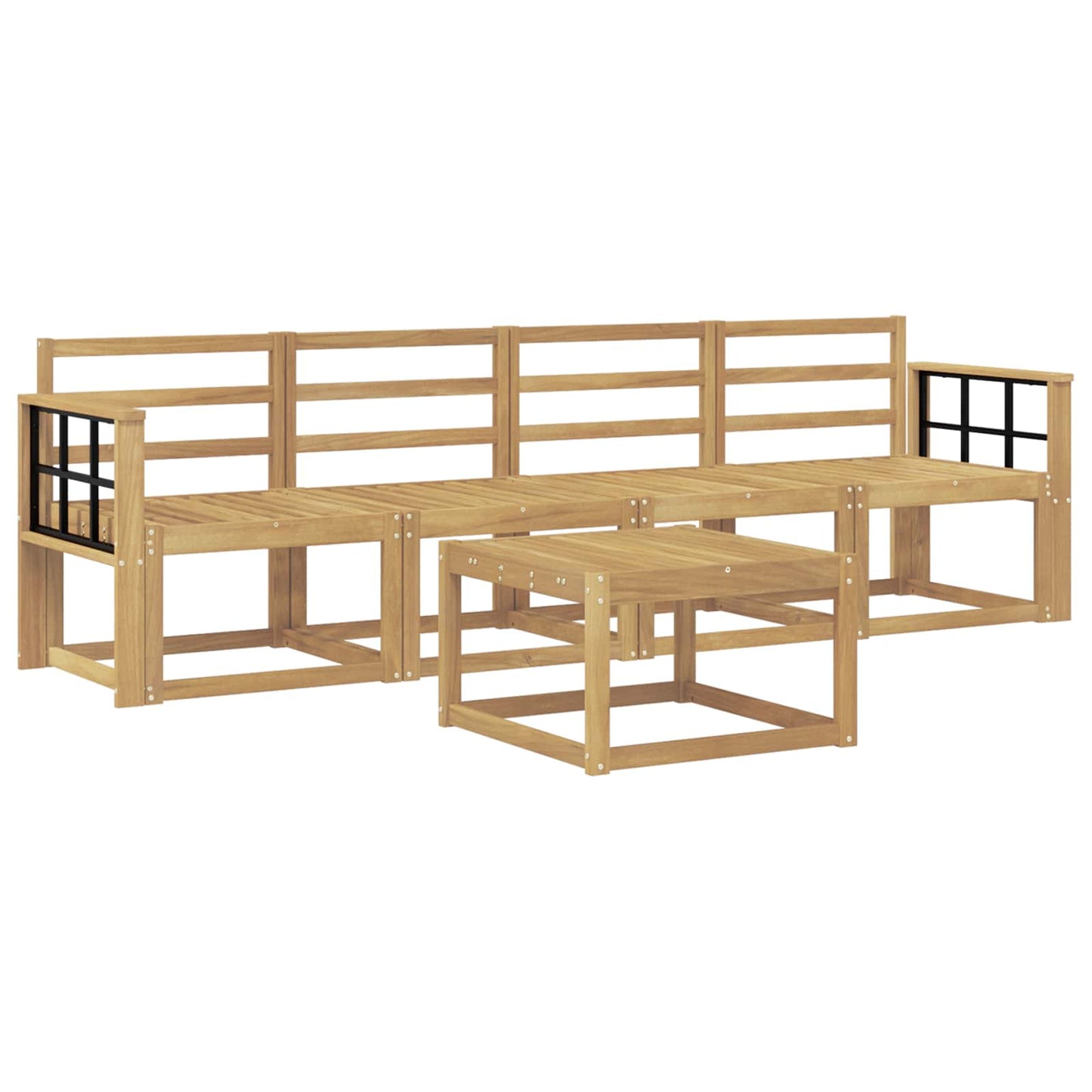 Utendørs sofa-sett 5 stk. Hvit Solid akasietre