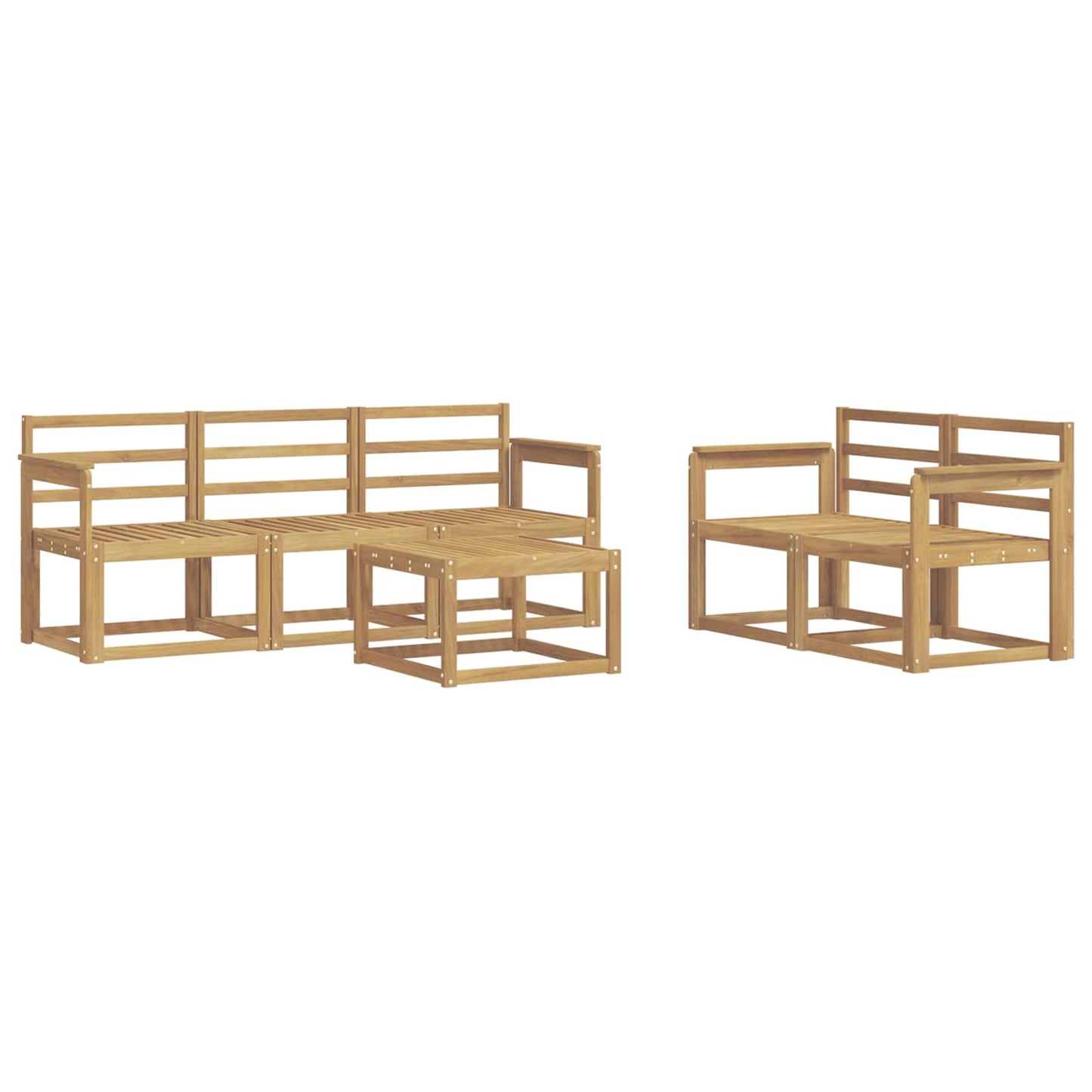 Utendørs sofa-sett 6 pcs Hvit 59 x 59 x 37 cm Solid akasietre