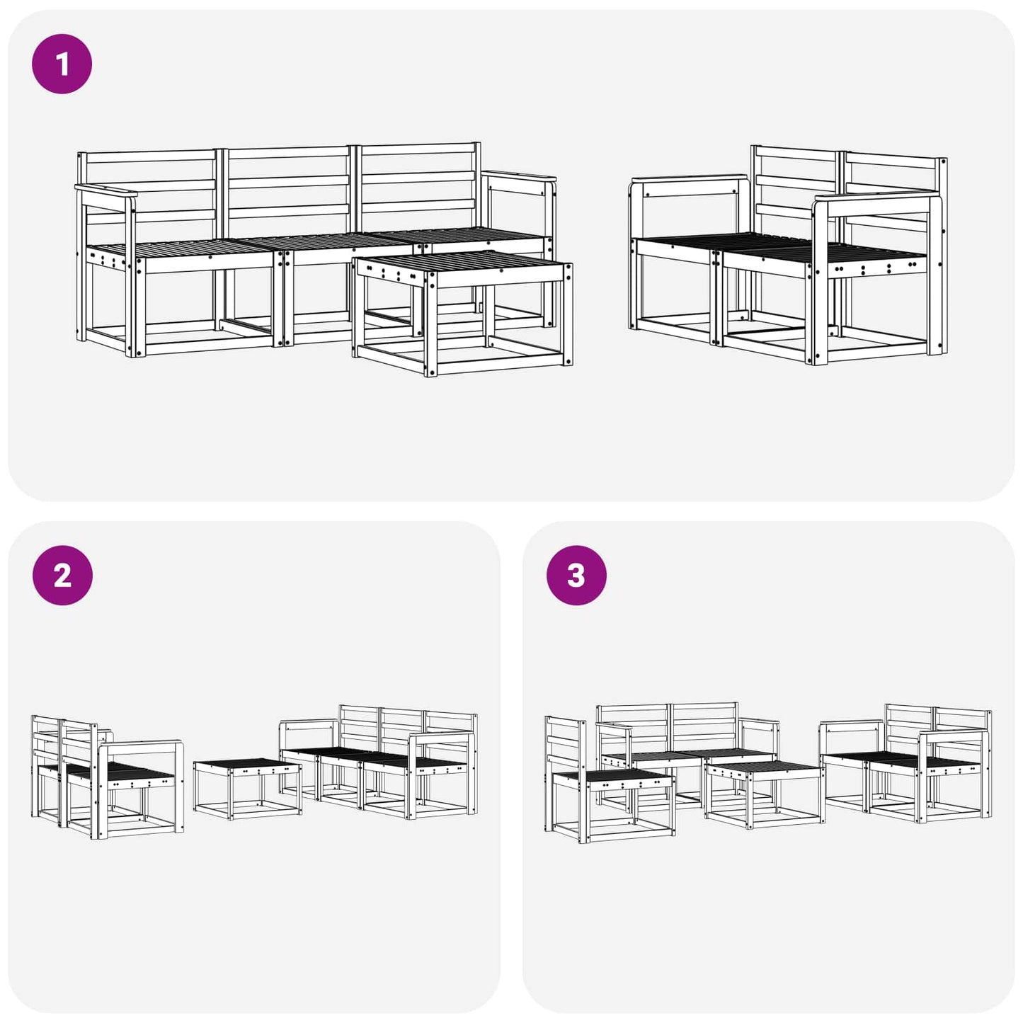 Utendørs sofa-sett 6 pcs Hvit 59 x 59 x 37 cm Solid akasietre