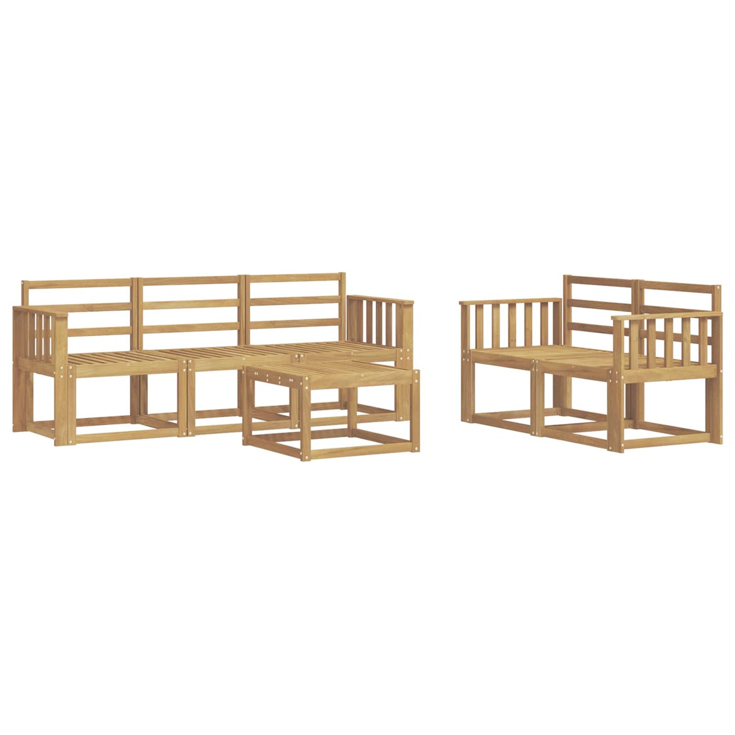 Utendørs sofa-sett 6 pcs Hvit 59 x 59 x 37 cm Solid akasietre