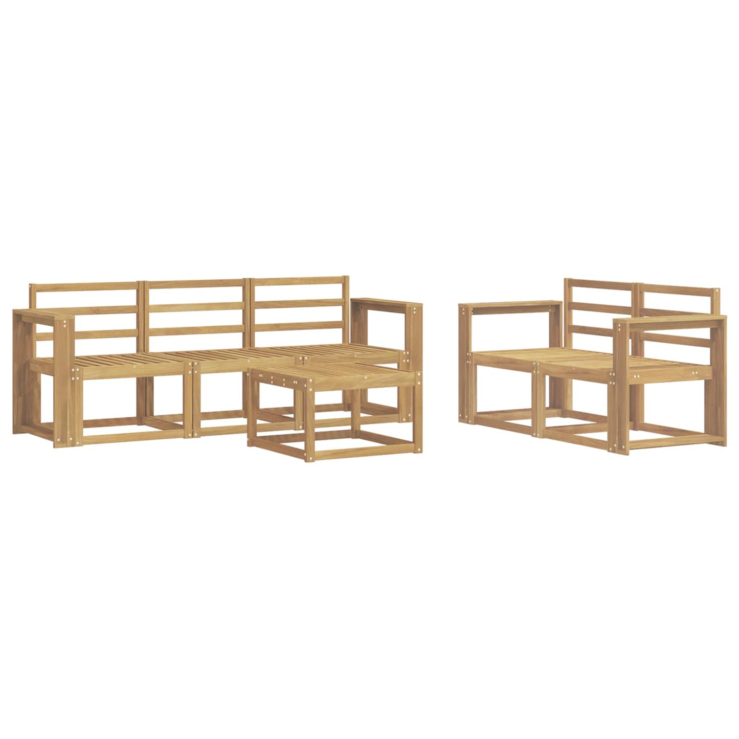 Utendørs sofa-sett 6 pcs Hvit 59 x 59 x 37 cm Solid akasietre