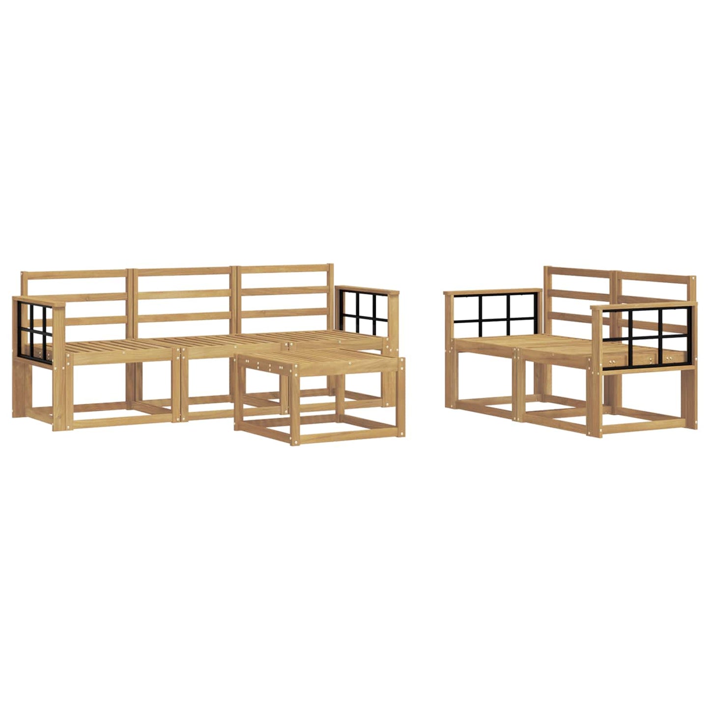 Utendørs sofa-sett 6 pcs Hvit 59 x 59 x 37 cm Solid akasietre