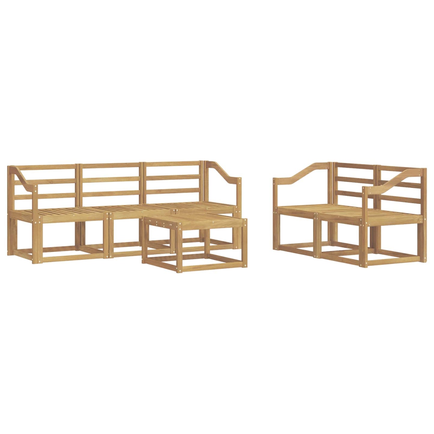 Utendørs sofa-sett 6 pcs Hvit 59 x 59 x 37 cm Solid akasietre