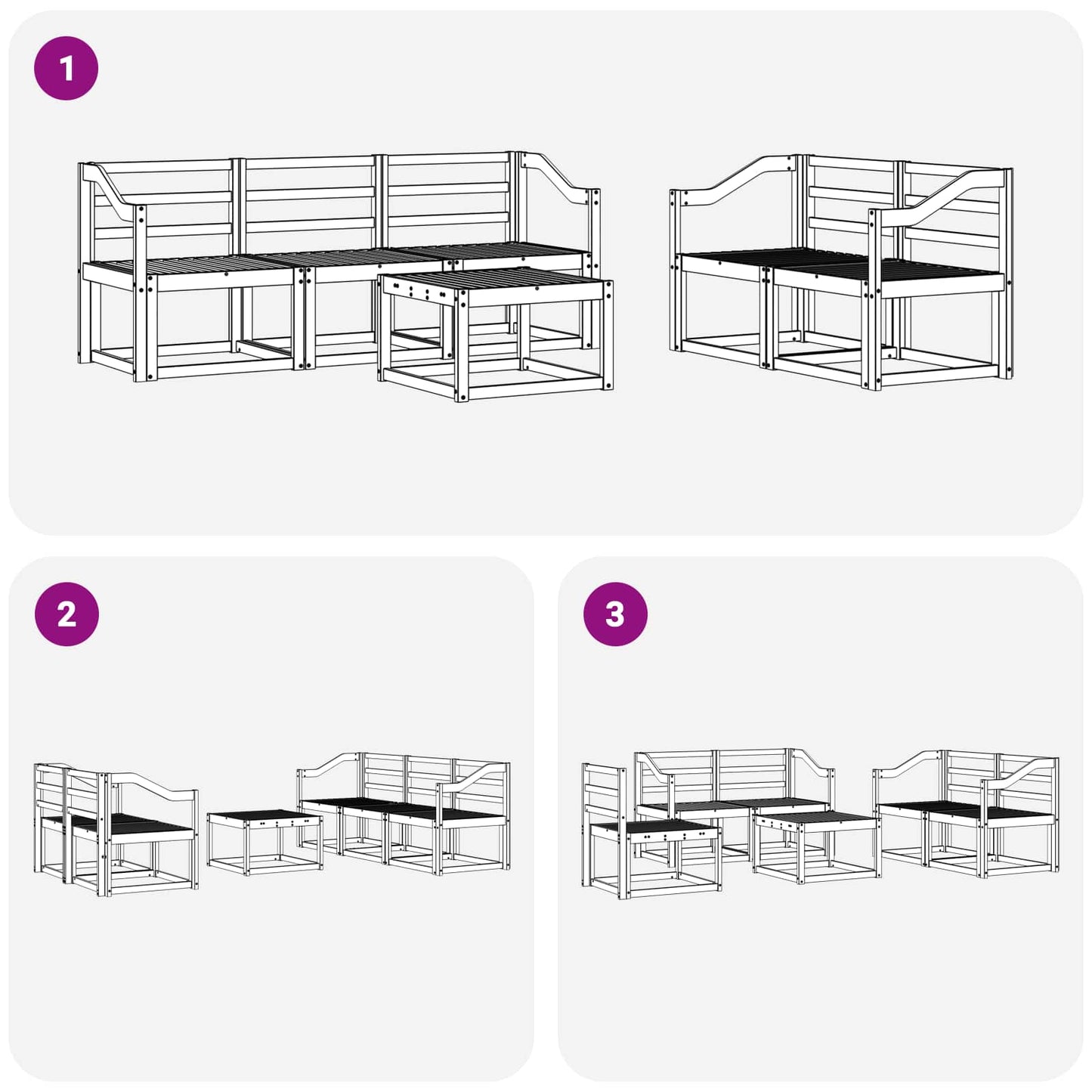 Utendørs sofa-sett 6 pcs Hvit 59 x 59 x 37 cm Solid akasietre
