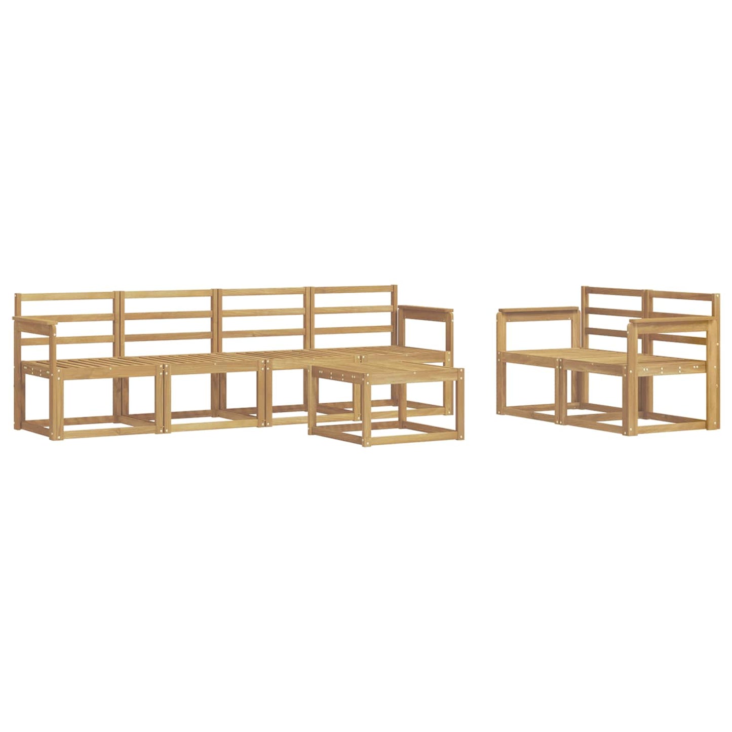 Utendørs sofa-sett 7 pcs Hvit 59 x 59 x 37 cm Solid akasietre