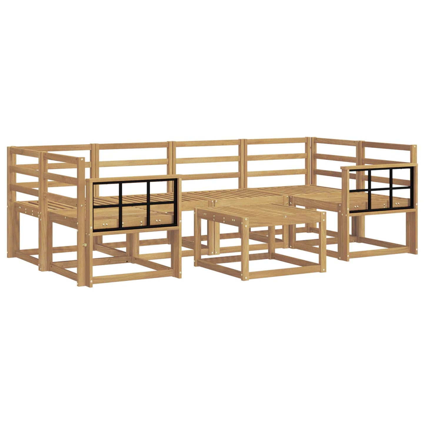 Utendørs sofa-sett 7 pcs Hvit 59 x 59 x 37 cm Solid akasietre