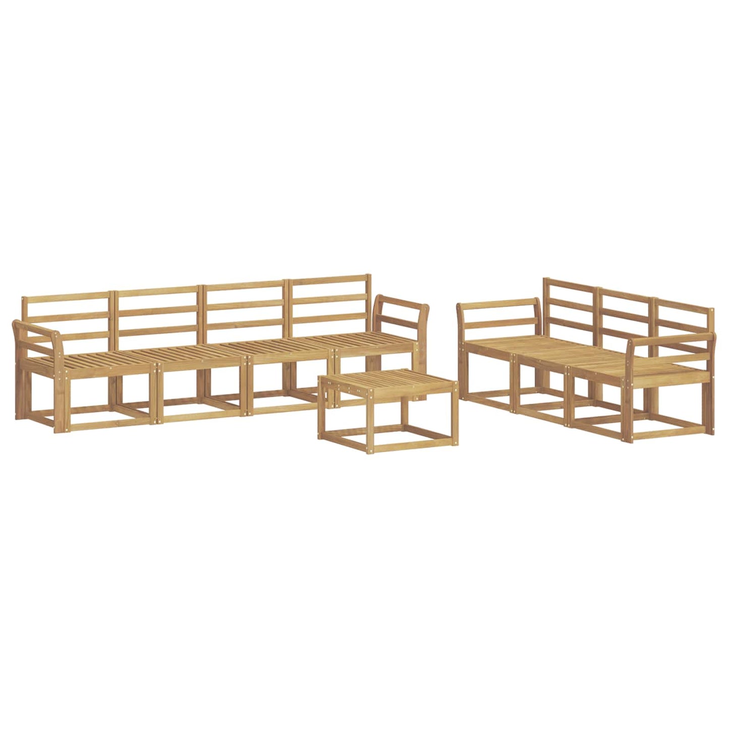 Utendørs sofa-sett 8 pcs Hvit 59 x 59 x 37 cm Solid akasietre