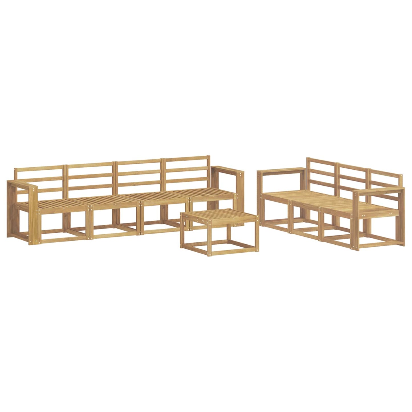 Utendørs sofa-sett 8 pcs Hvit 59 x 59 x 37 cm Solid akasietre