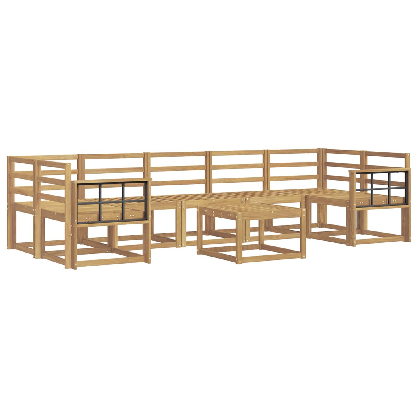 Utendørs sofa-sett 8 pcs Hvit 59 x 59 x 37 cm Solid akasietre
