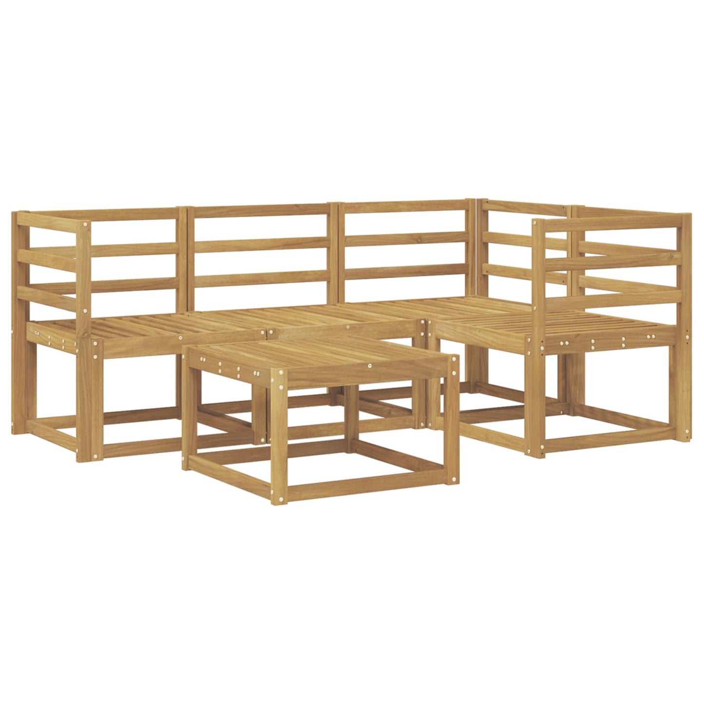 Utendørs sofa-sett 5 pcs Hvit 59 x 59 x 37 cm Solid akasietre