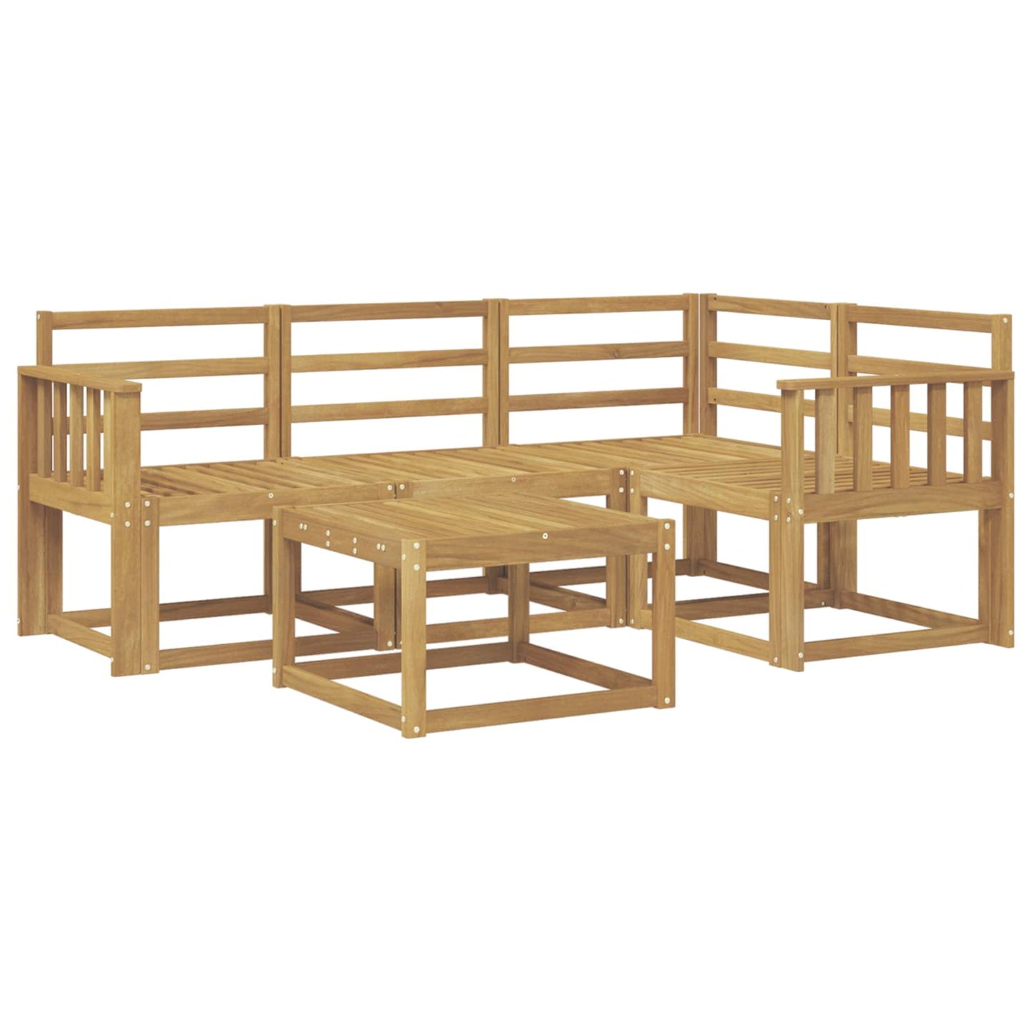 Utendørs sofa-sett 5 pcs Hvit 59 x 59 x 37 cm Solid akasietre