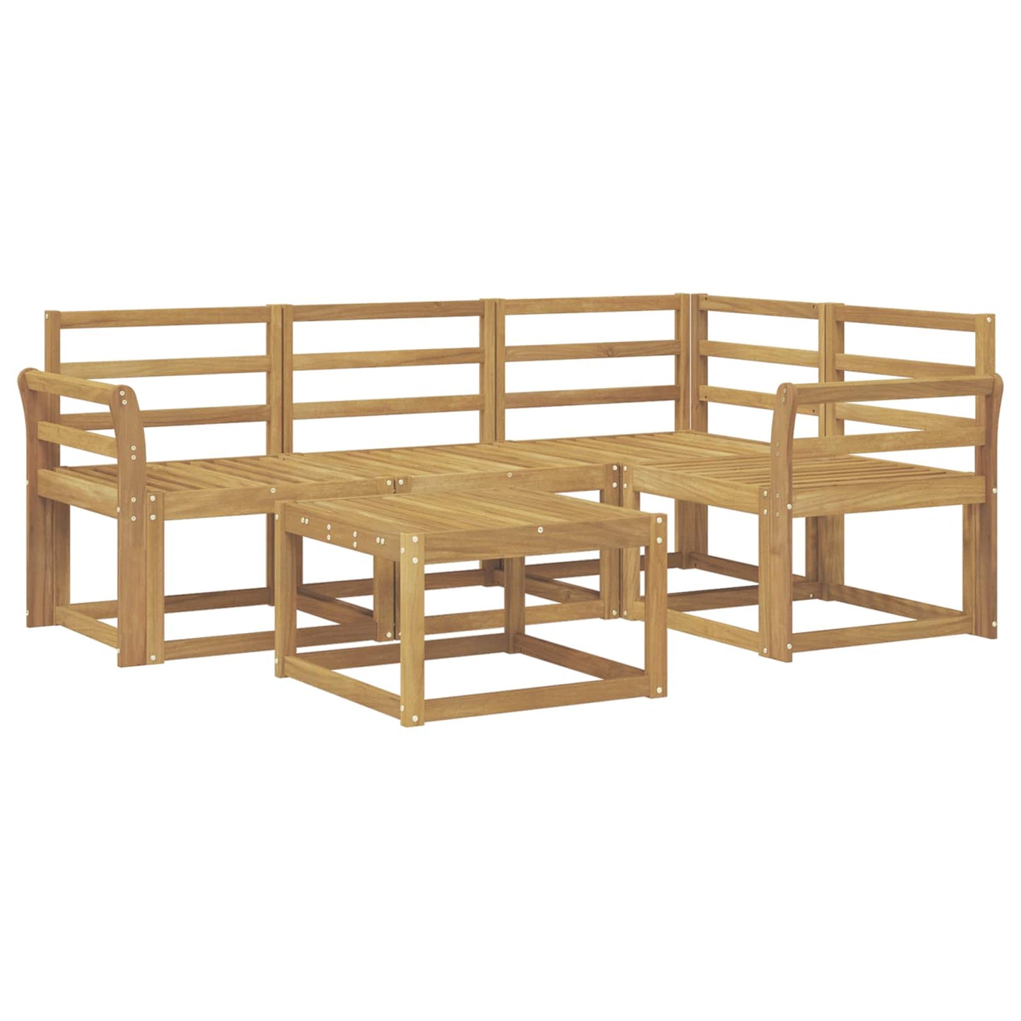 Utendørs sofa-sett 5 pcs Hvit 59 x 59 x 37 cm Solid akasietre