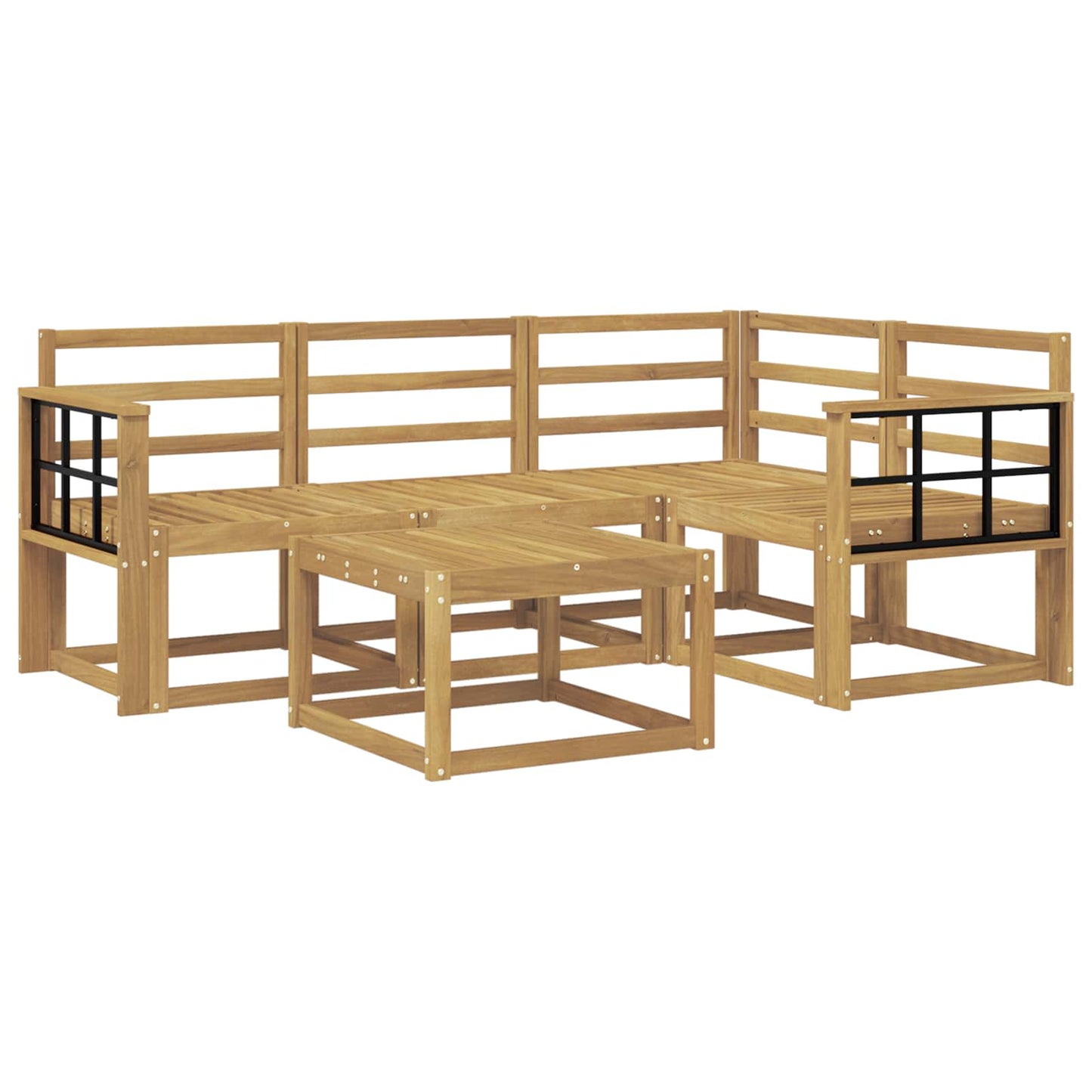 Utendørs sofa-sett 5 pcs Hvit 59 x 59 x 37 cm Solid akasietre