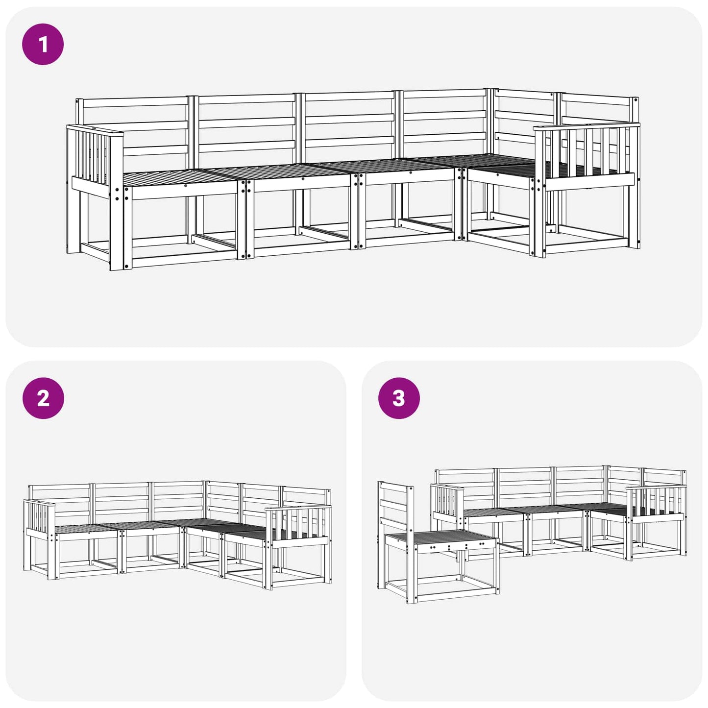 Utendørs sofa-sett 5 pcs Hvit Solid akasietre