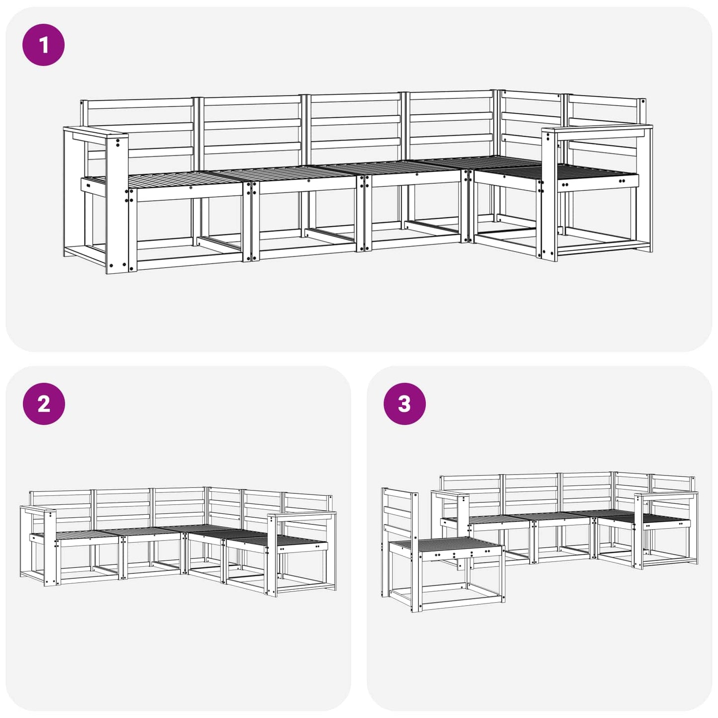 Utendørs sofa-sett 5 pcs Hvit Solid akasietre