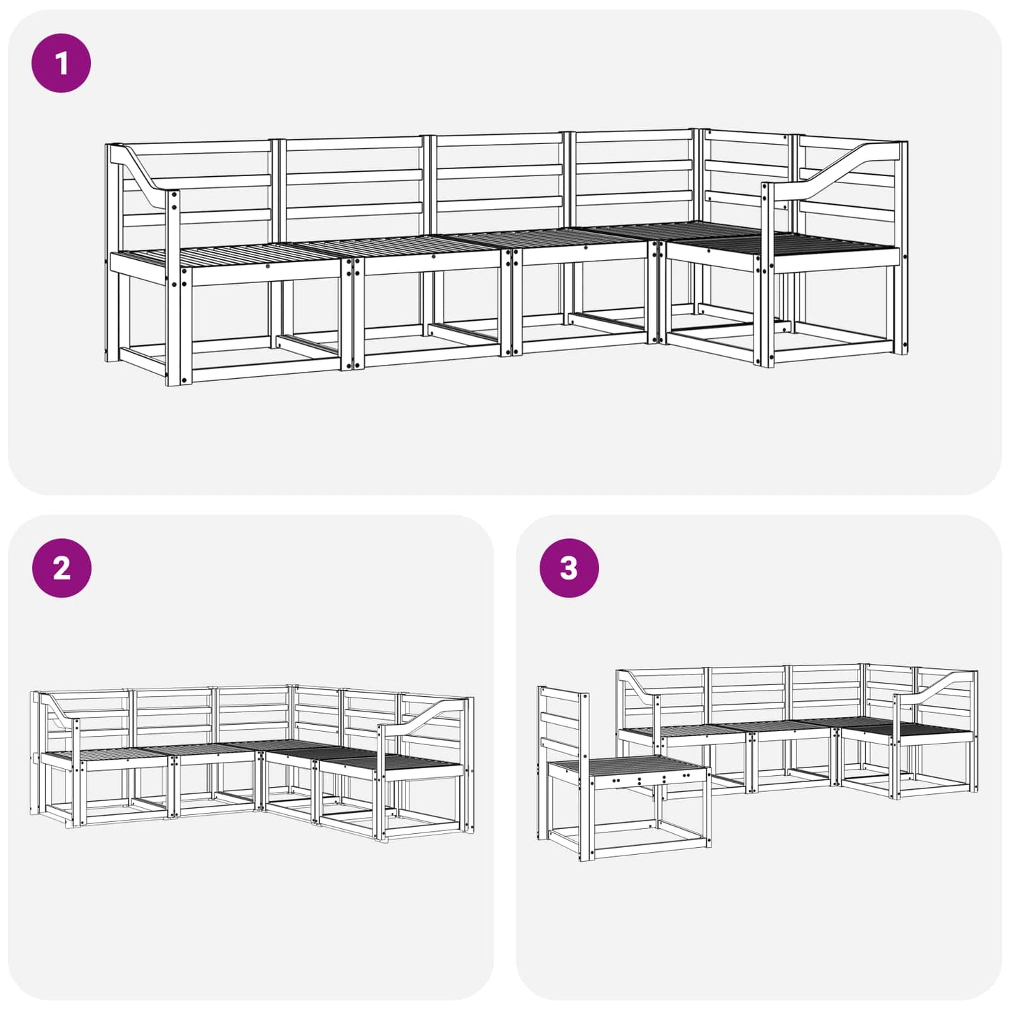 Utendørs sofa-sett 5 pcs Hvit Solid akasietre