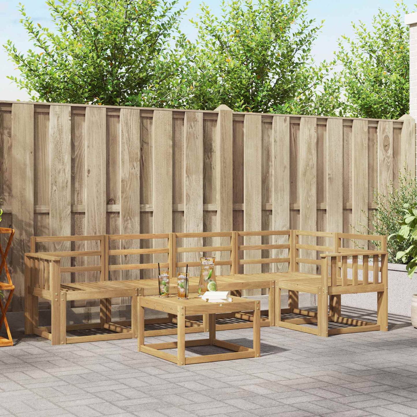 Utendørs sofa-sett 6 stk. Hvit Solid akasietre