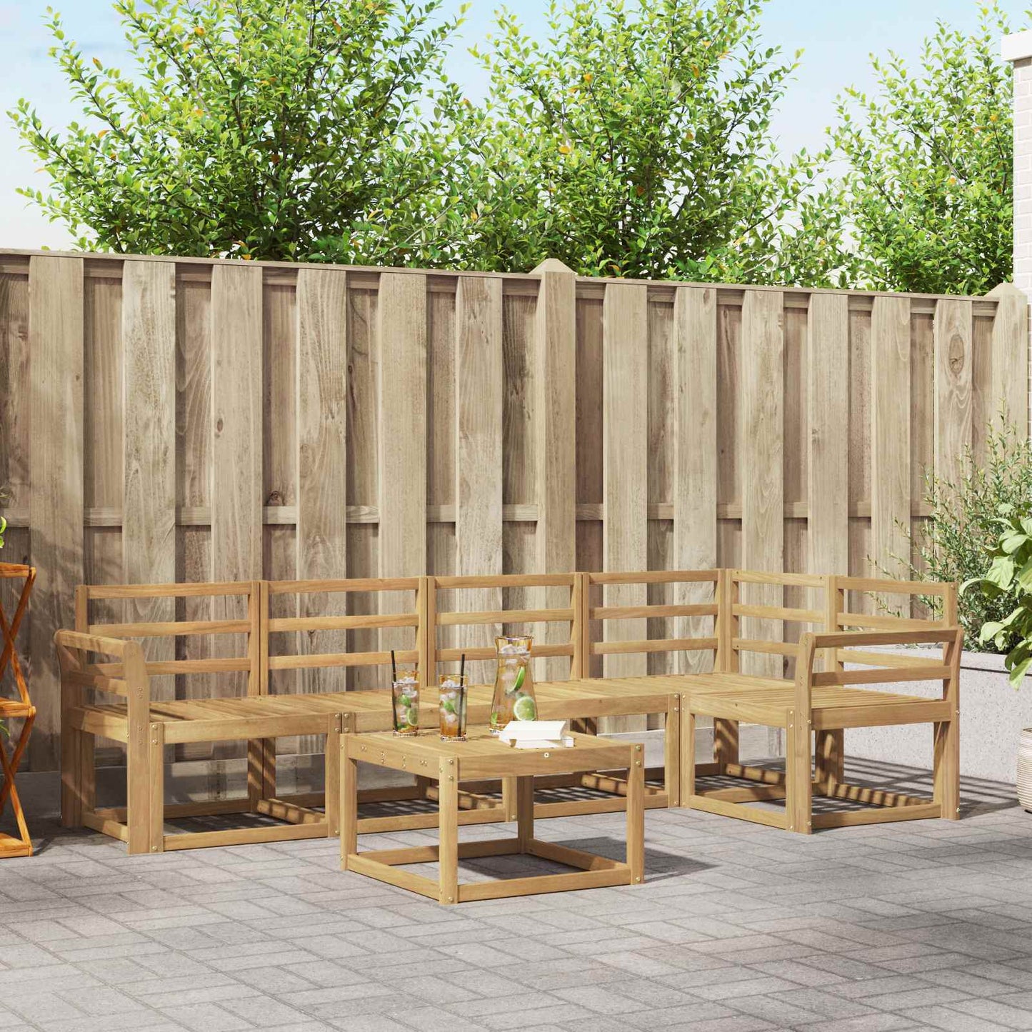 Utendørs sofa-sett 6 stk. Hvit Solid akasietre