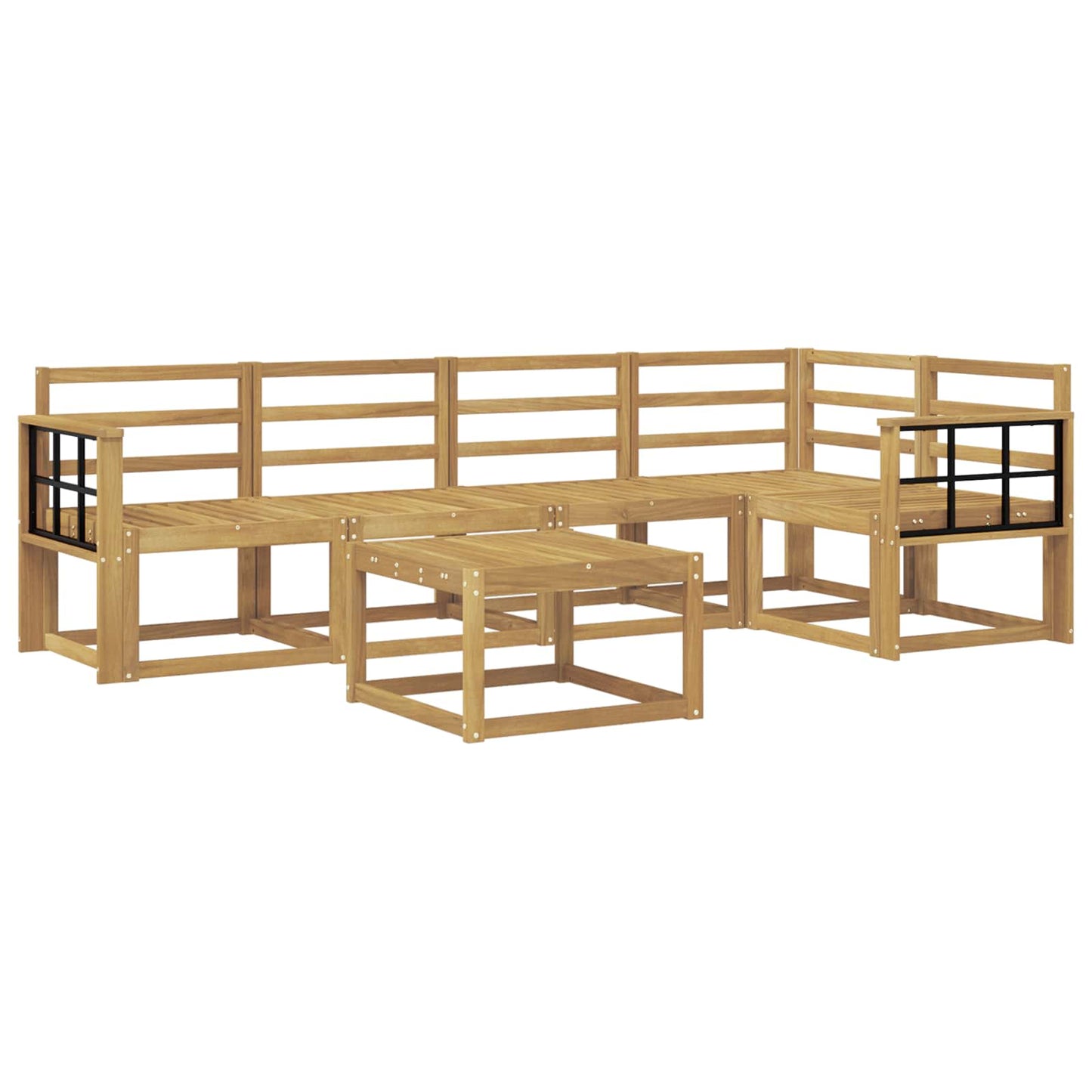 Utendørs sofa-sett 6 pcs Hvit Solid akasietre
