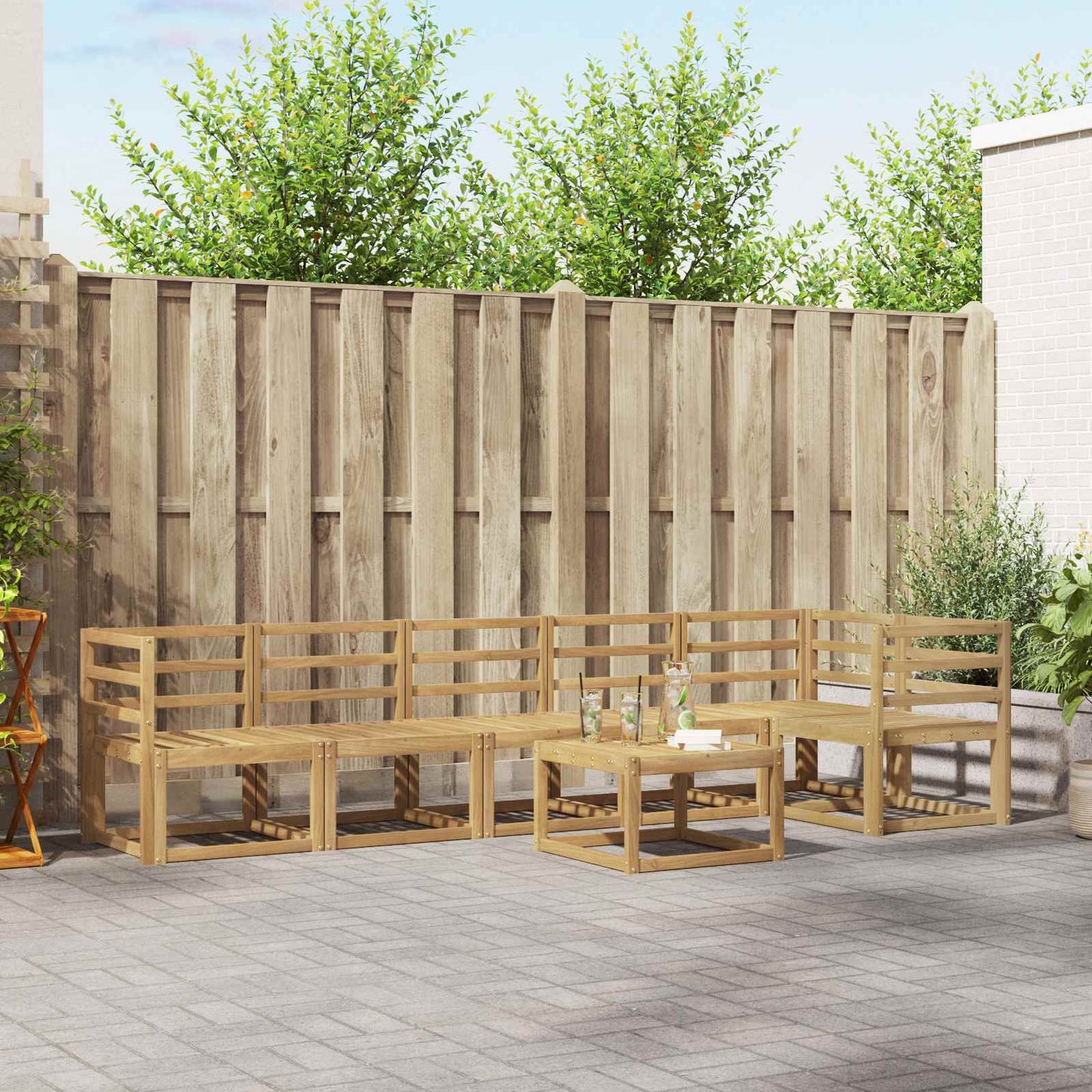 Utendørs sofa-sett 7 pcs Hvit Solid akasietre