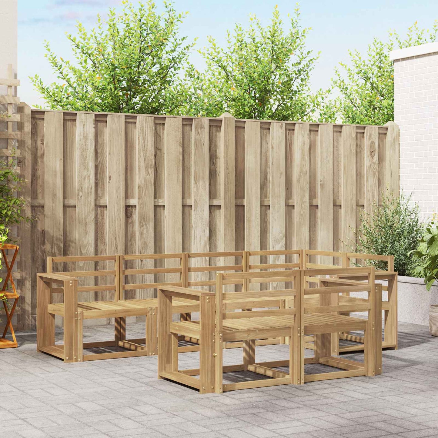 Utendørs sofa-sett 7 pcs Hvit Solid akasietre