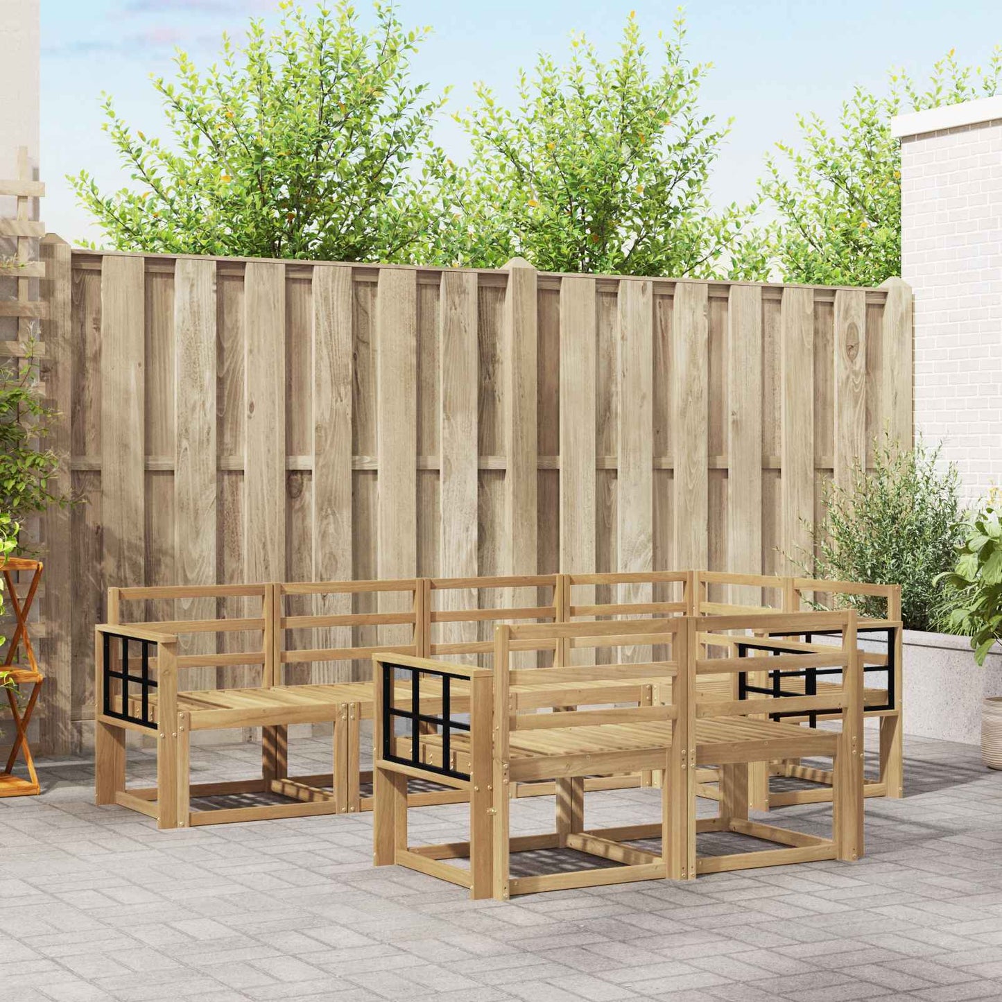 Utendørs sofa-sett 7 pcs Hvit Solid akasietre
