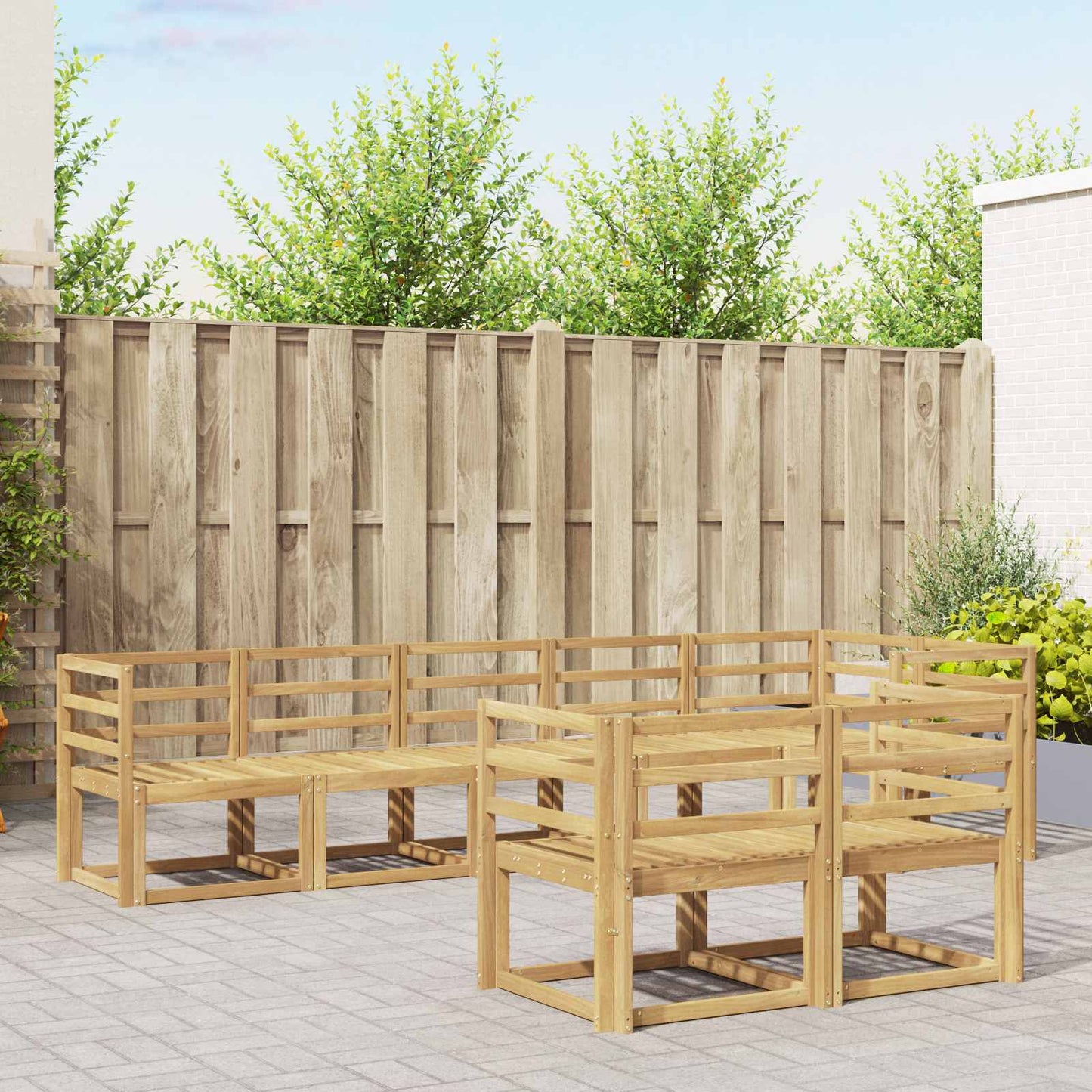 Utendørs sofa-sett 8 pcs Hvit Solid akasietre