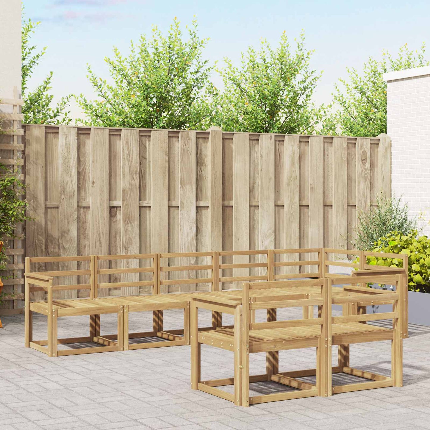 Utendørs sofa-sett 8 pcs Hvit Solid akasietre
