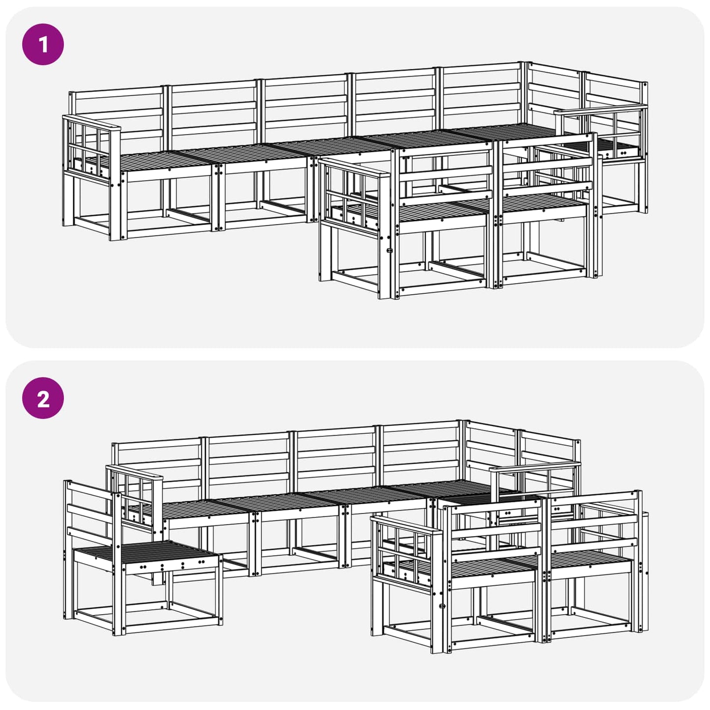 Utendørs sofa-sett 8 pcs Hvit Solid akasietre