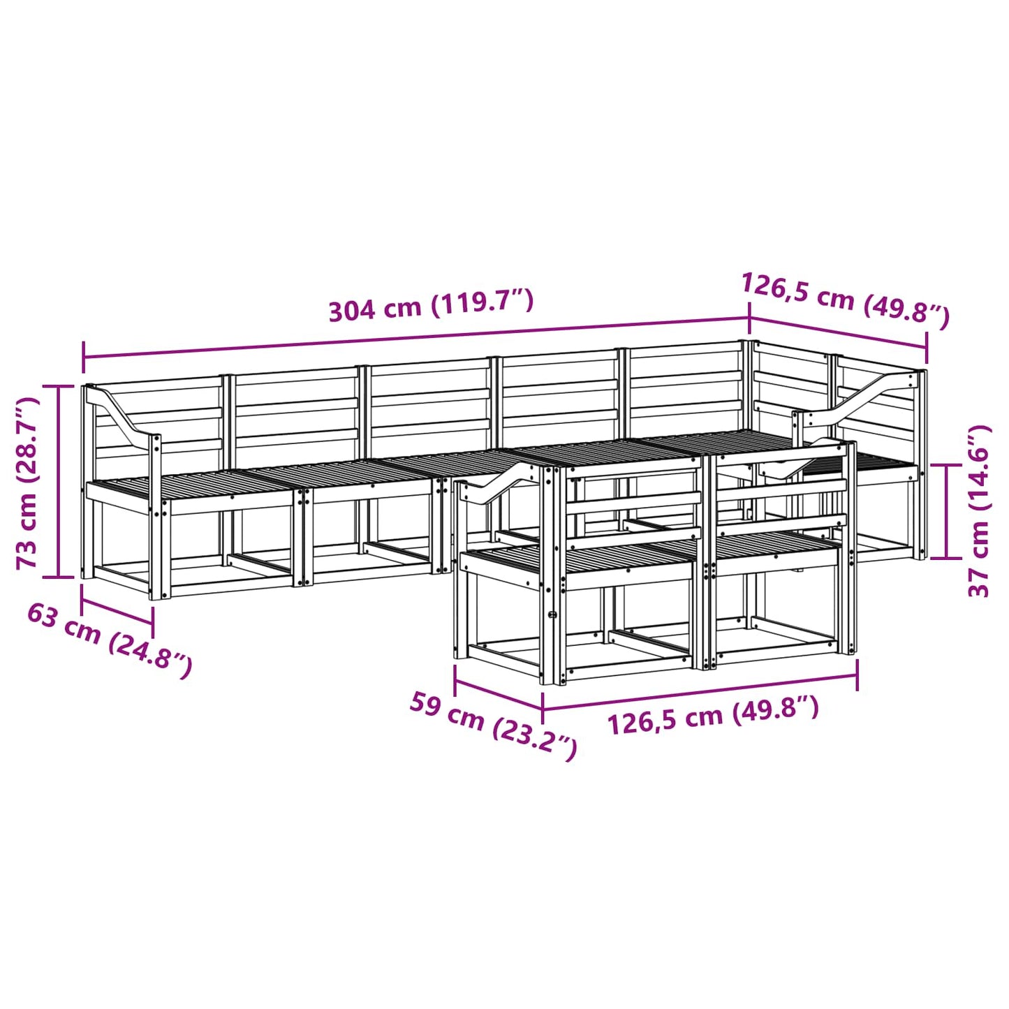 Utendørs sofa-sett 8 pcs Hvit Solid akasietre
