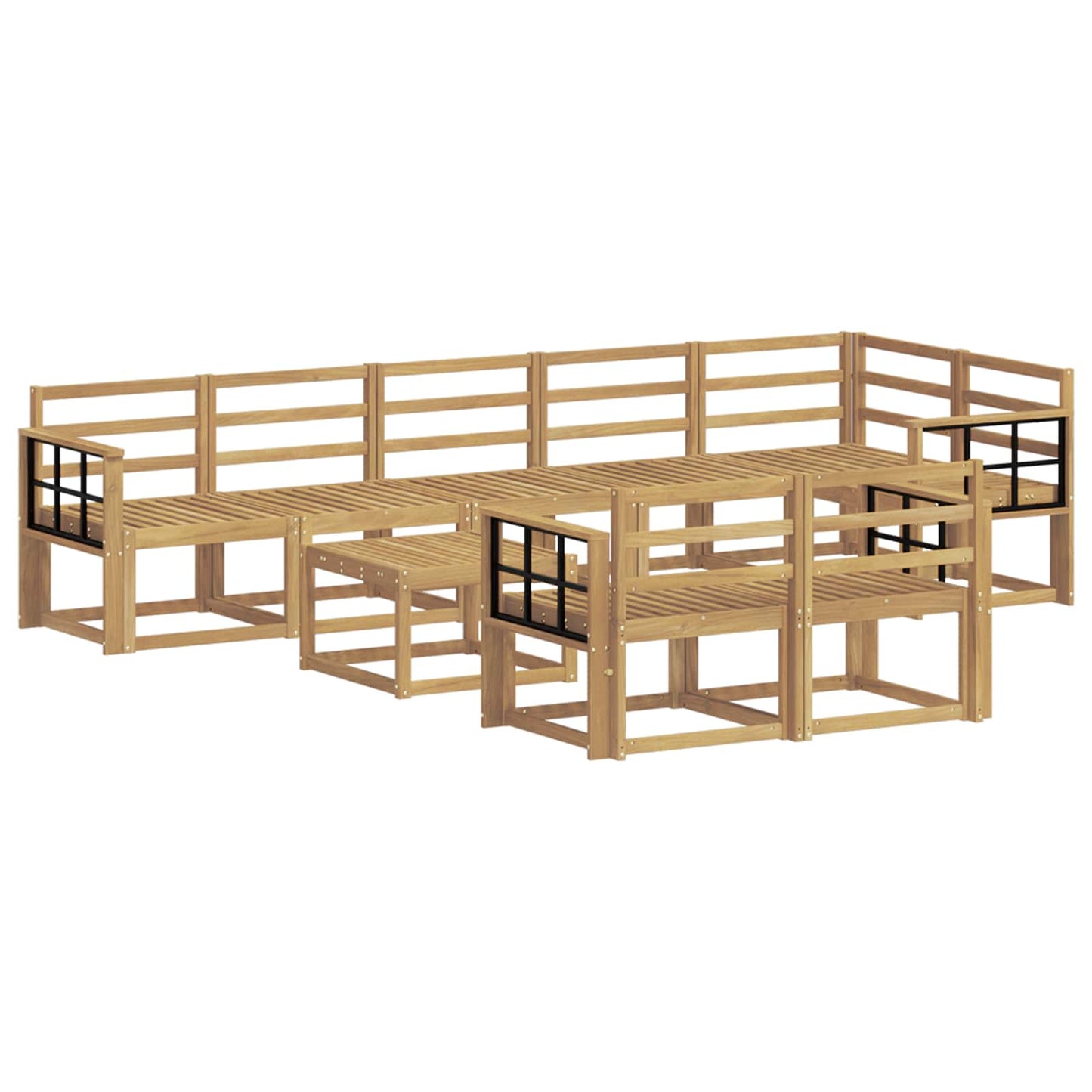 Utendørs sofa-sett 9 pcs Hvit Solid akasietre