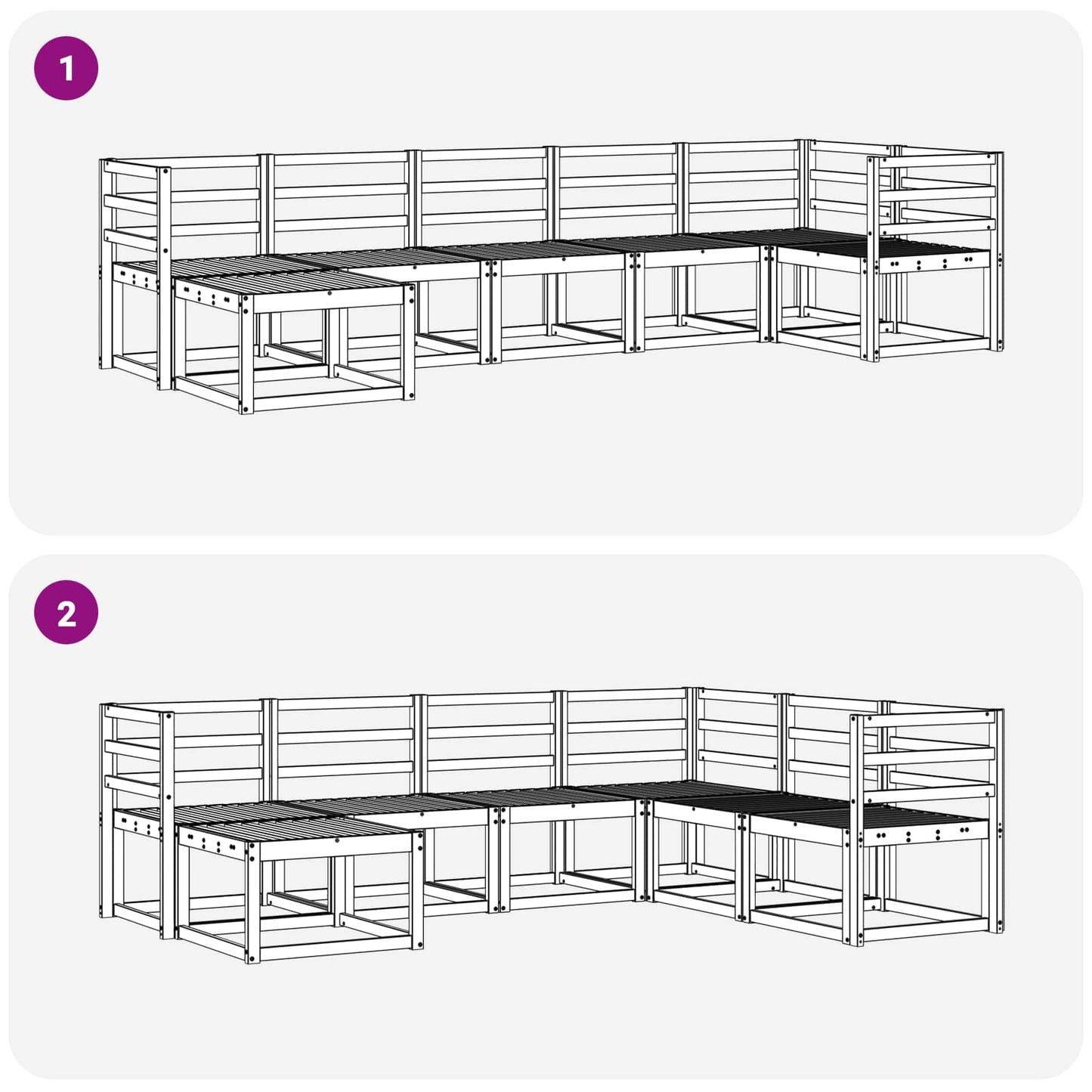 Utendørs sofa-sett 7 pcs Hvit Solid akasietre