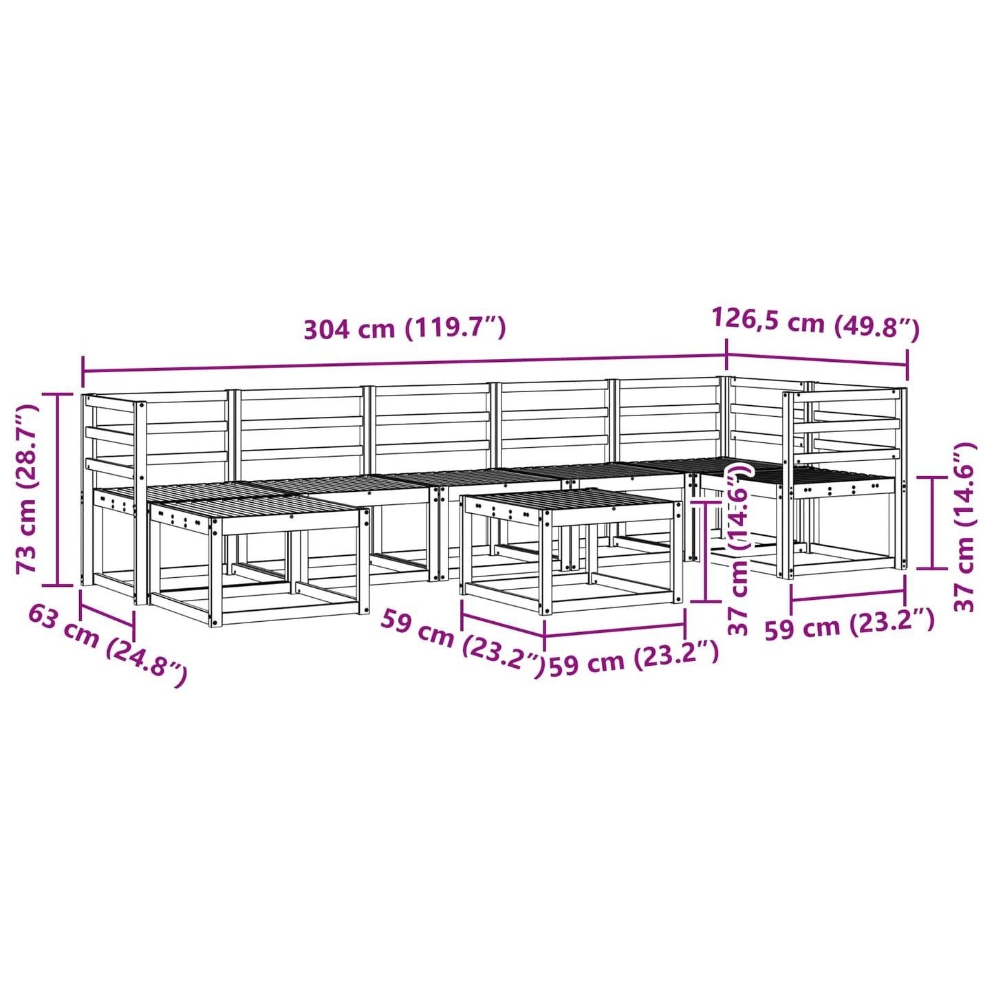 Utendørs sofa-sett 8 pcs Hvit Solid akasietre