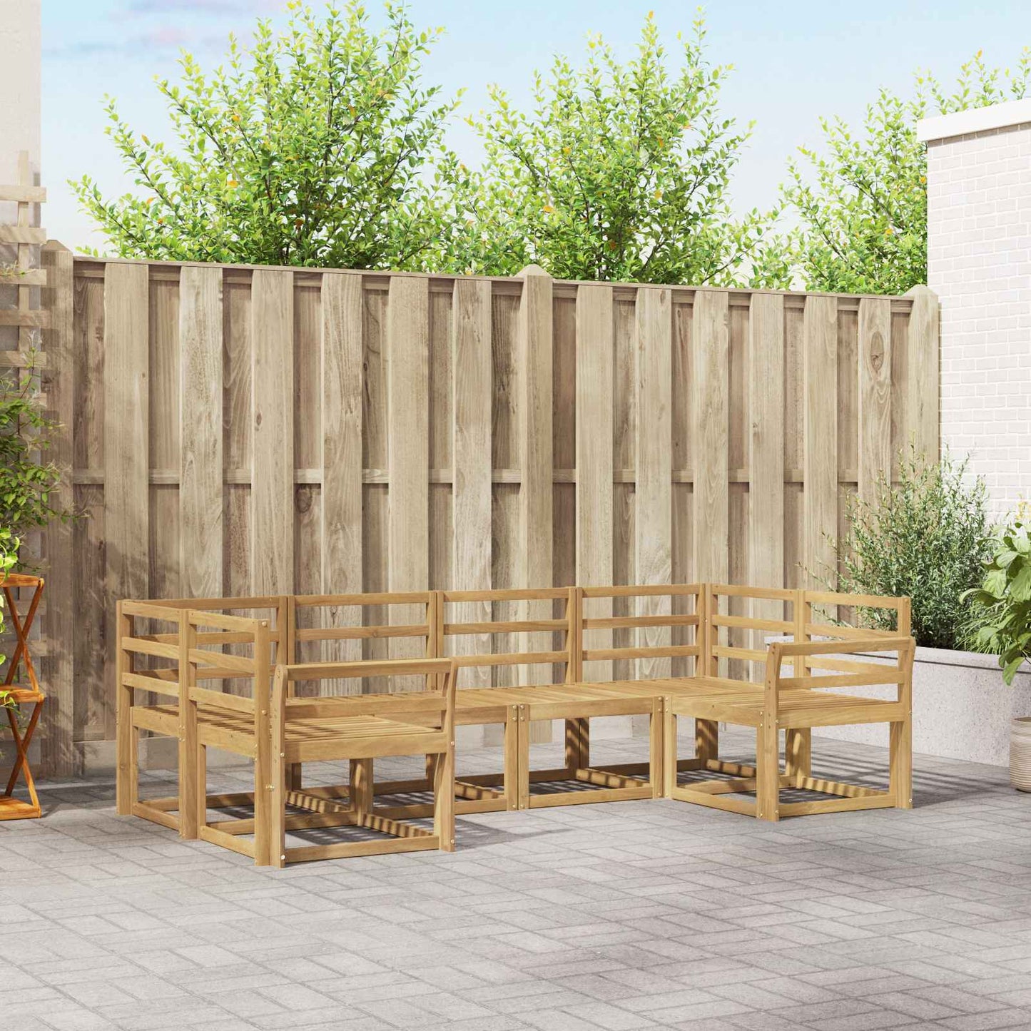 Utendørs sofa-sett 6 pcs Hvit Solid akasietre