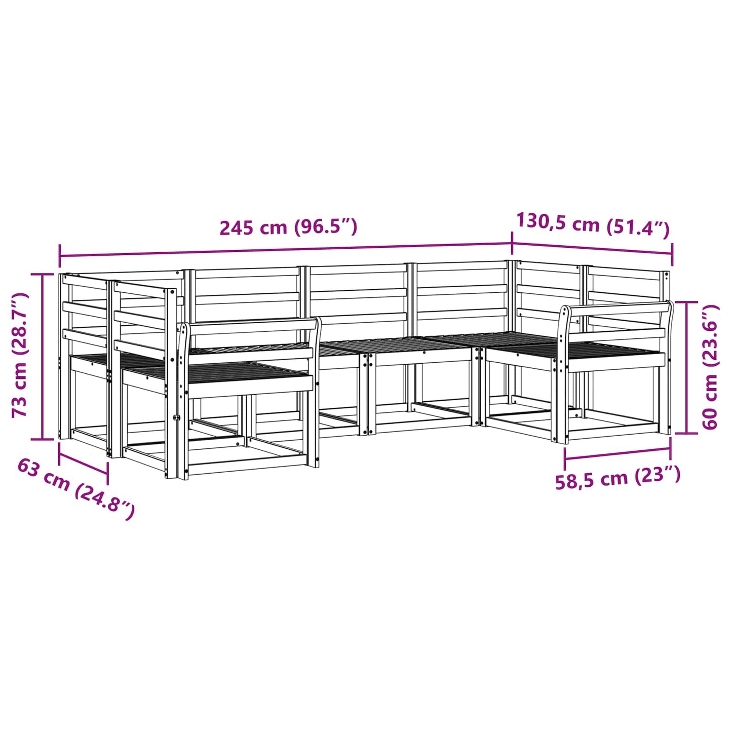 Utendørs sofa-sett 6 pcs Hvit Solid akasietre