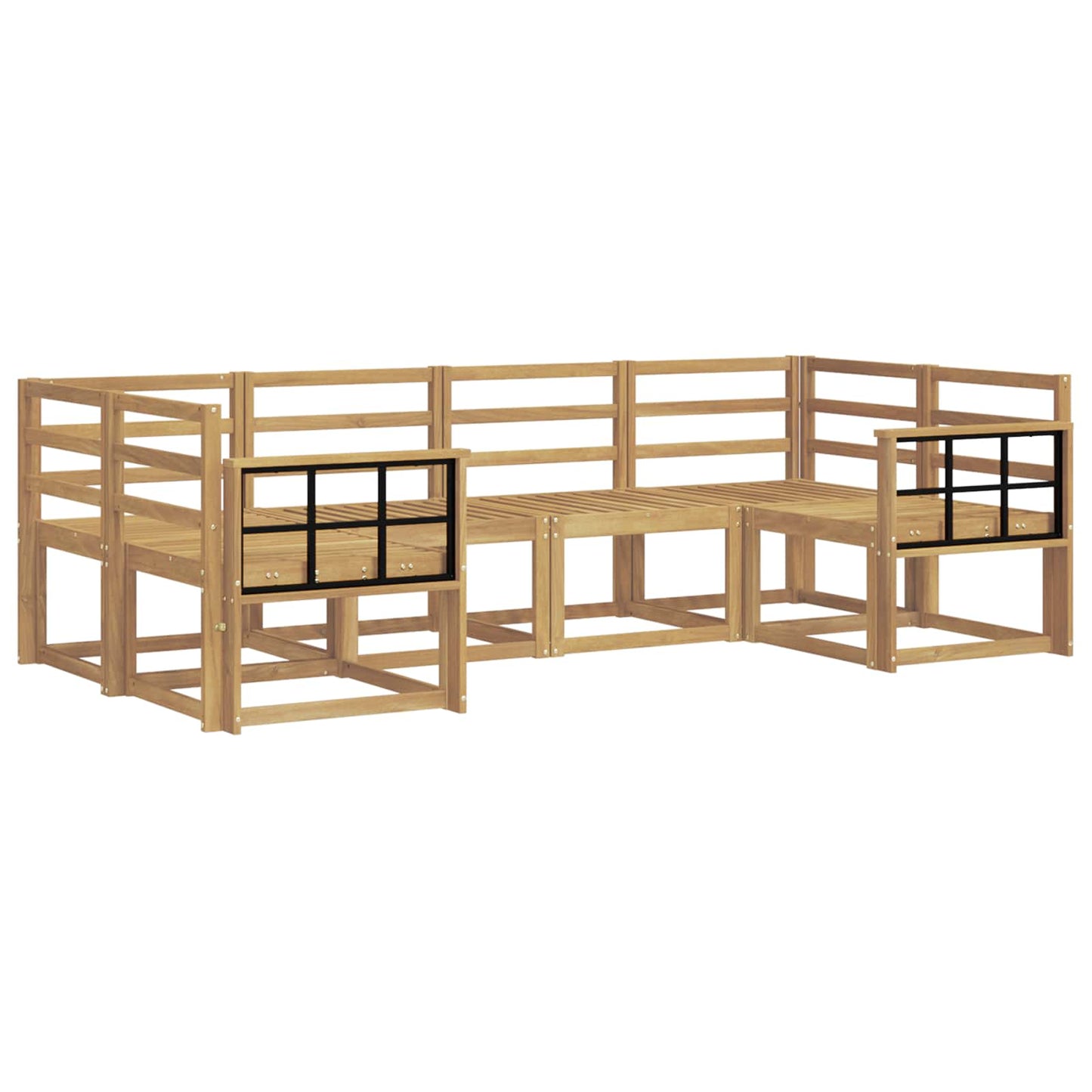 Utendørs sofa-sett 6 pcs Hvit Solid akasietre