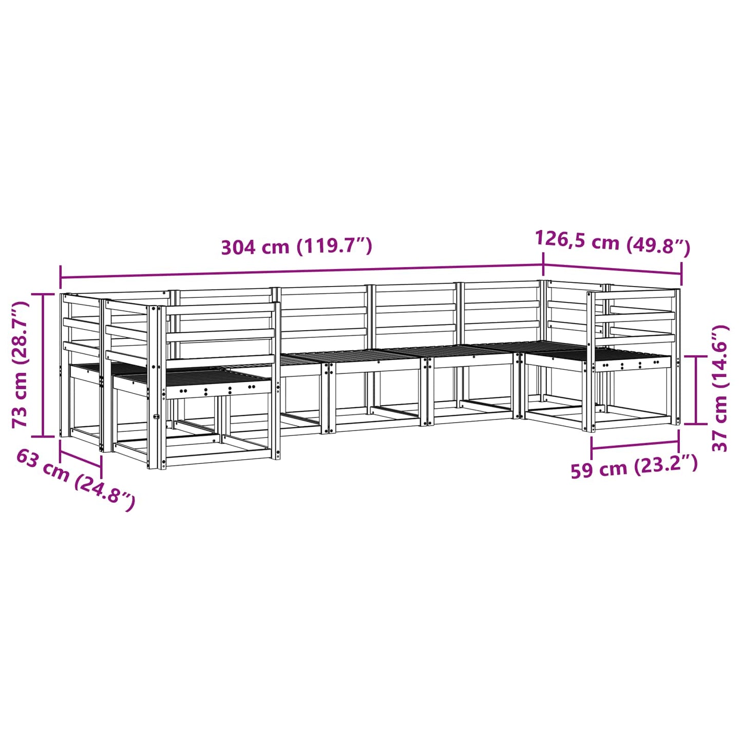 Utendørs sofa-sett 7 pcs Hvit Solid akasietre
