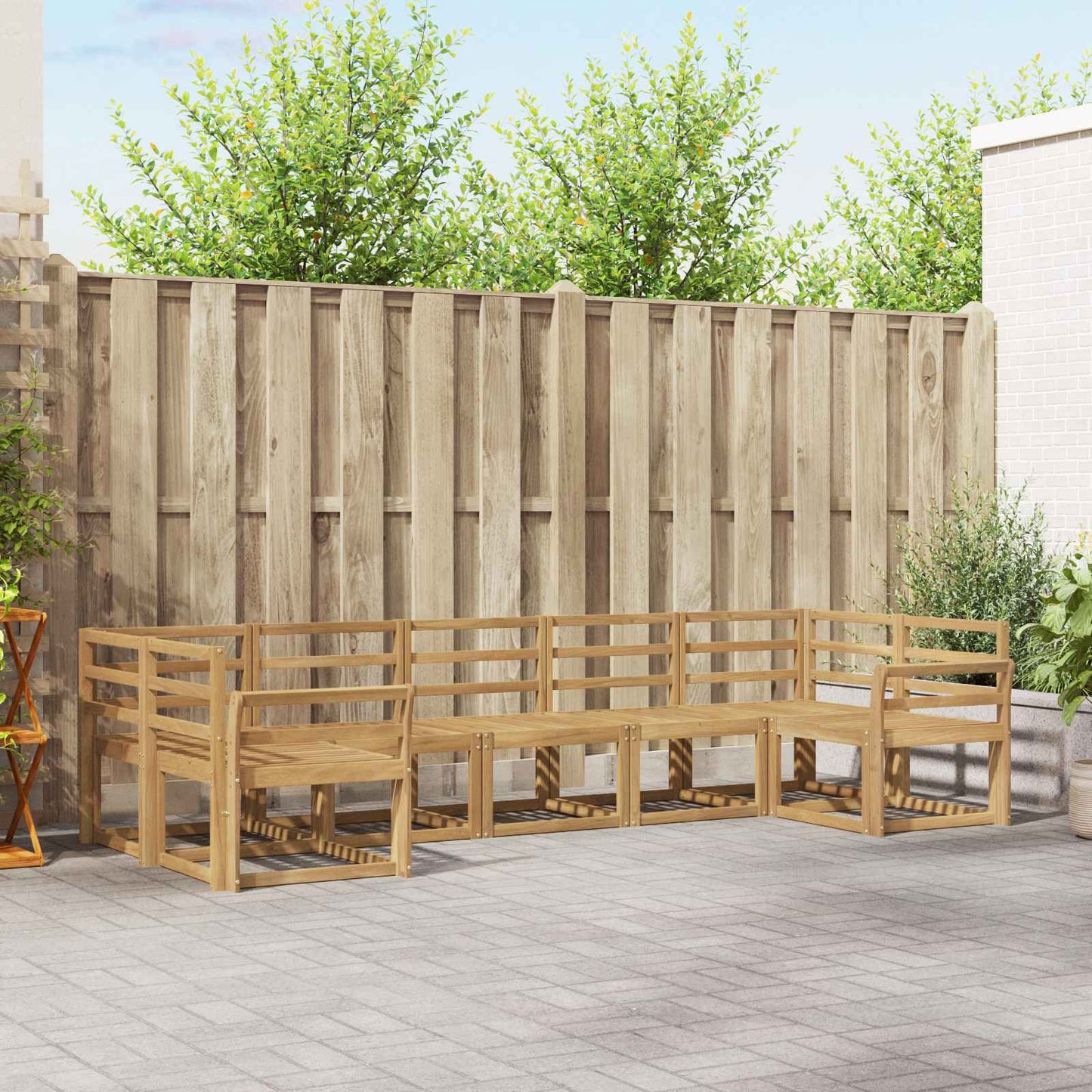 Utendørs sofa-sett 7 pcs Hvit Solid akasietre